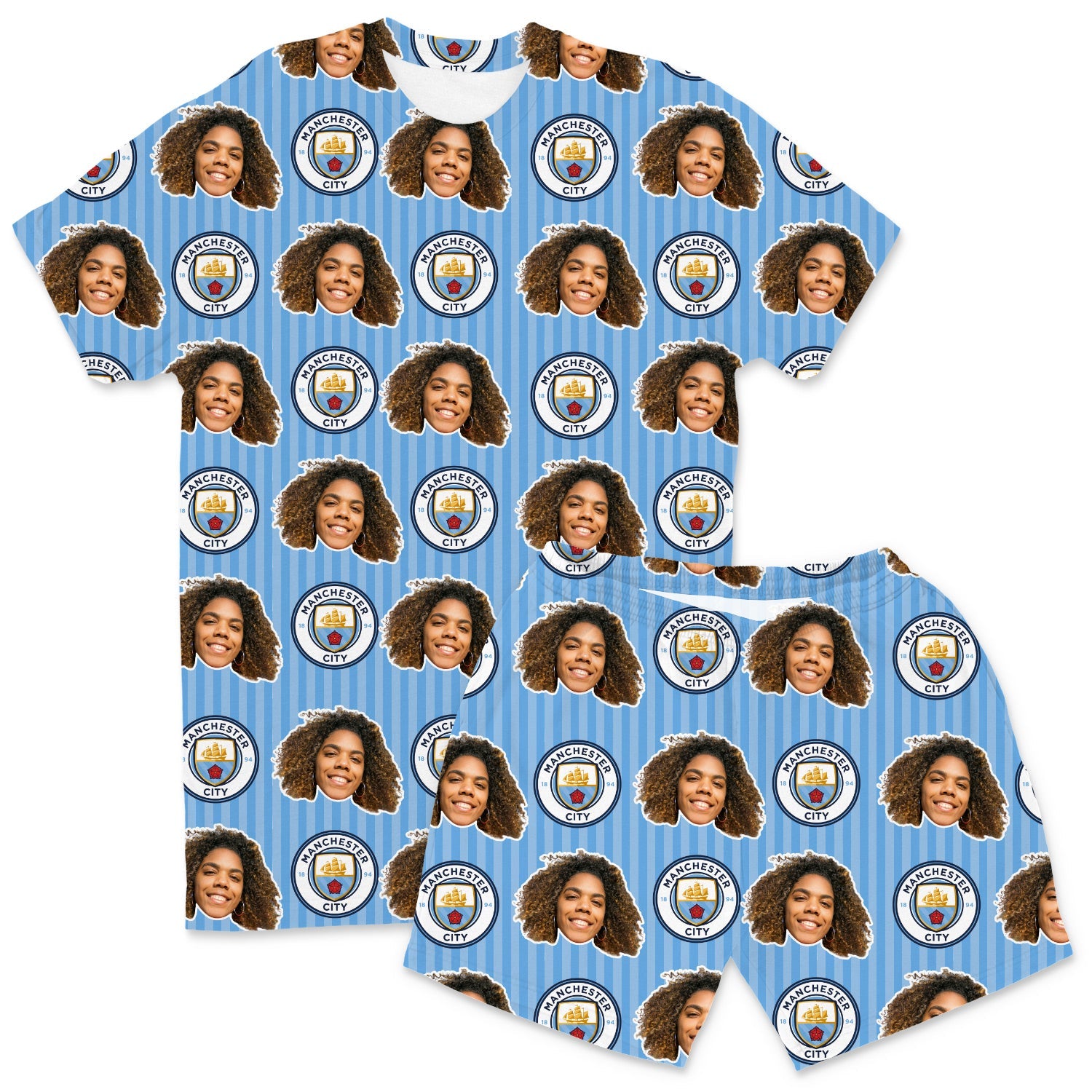 Custom Men's Pajamas - Man City Men's PJ Shorts Set