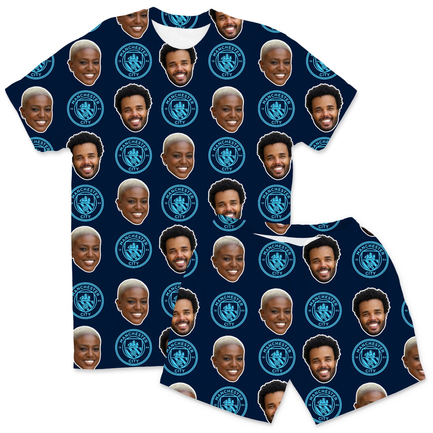 Custom Men's Pajamas - Man City Navy Men's PJ Shorts Set
