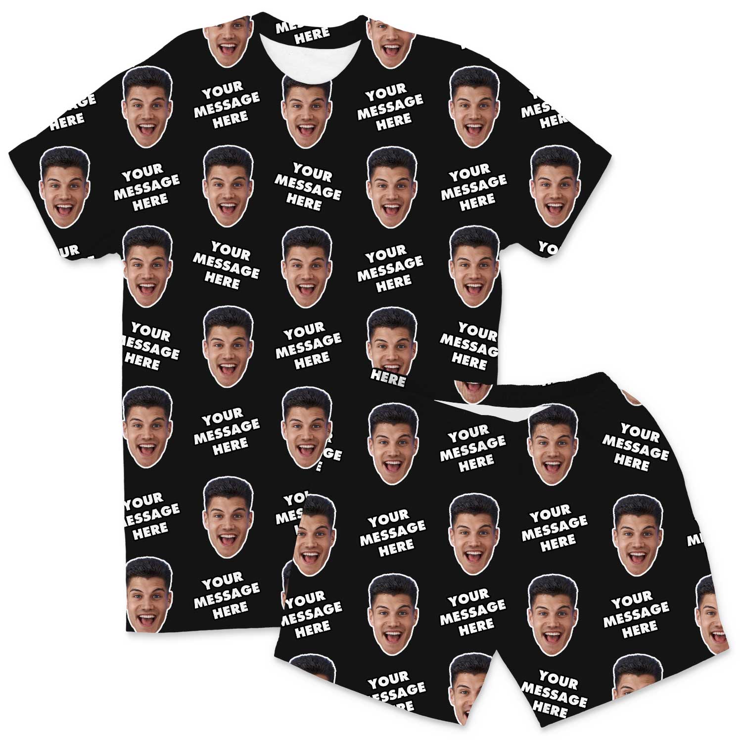 Your Face & Message Men's Custom PJs - Shorts Set