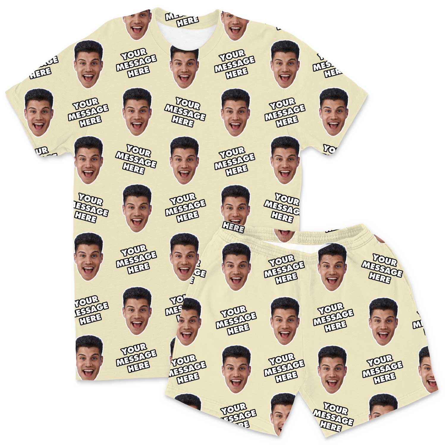Your Face & Message Men's Custom PJs - Shorts Set