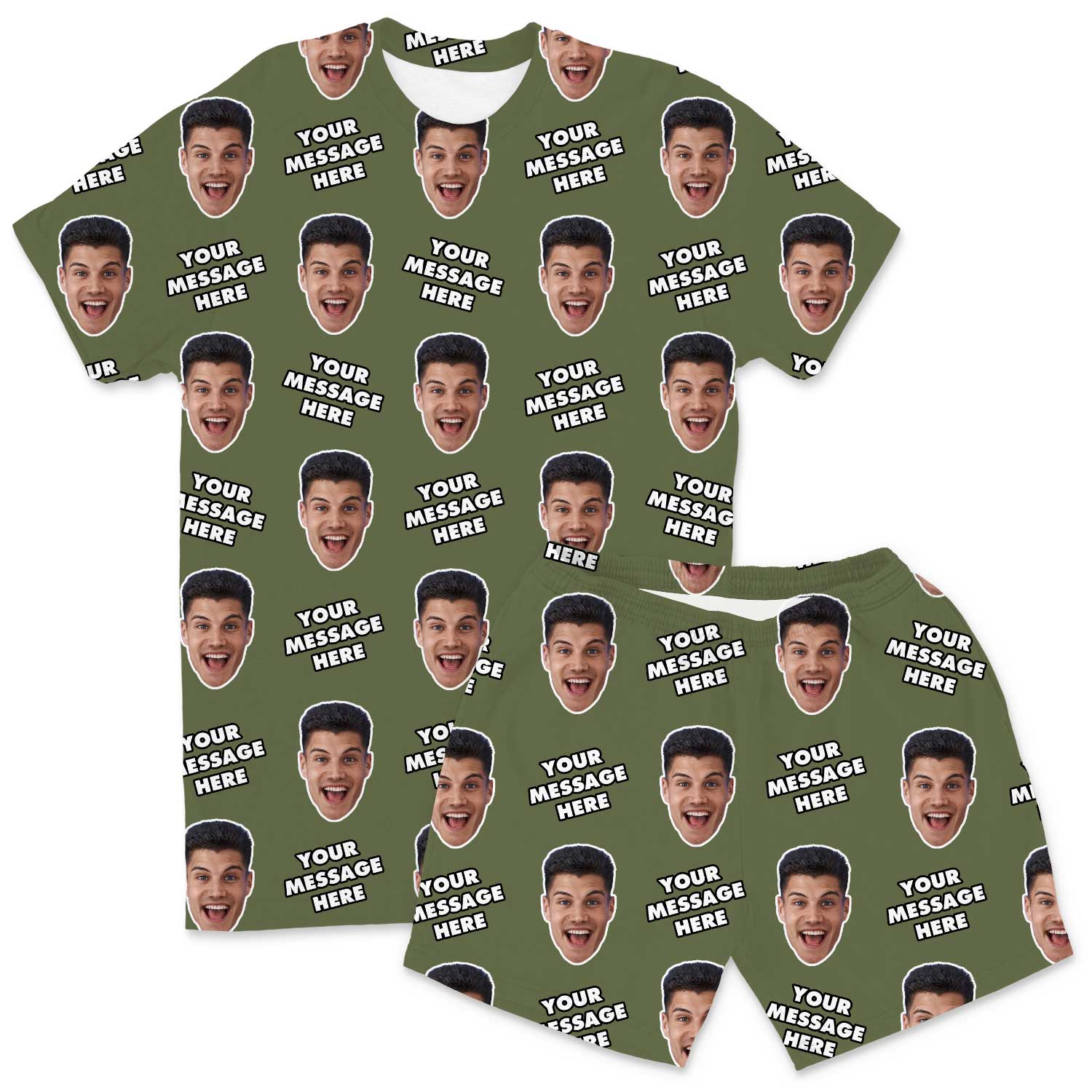 Your Face & Message Men's Custom PJs - Shorts Set