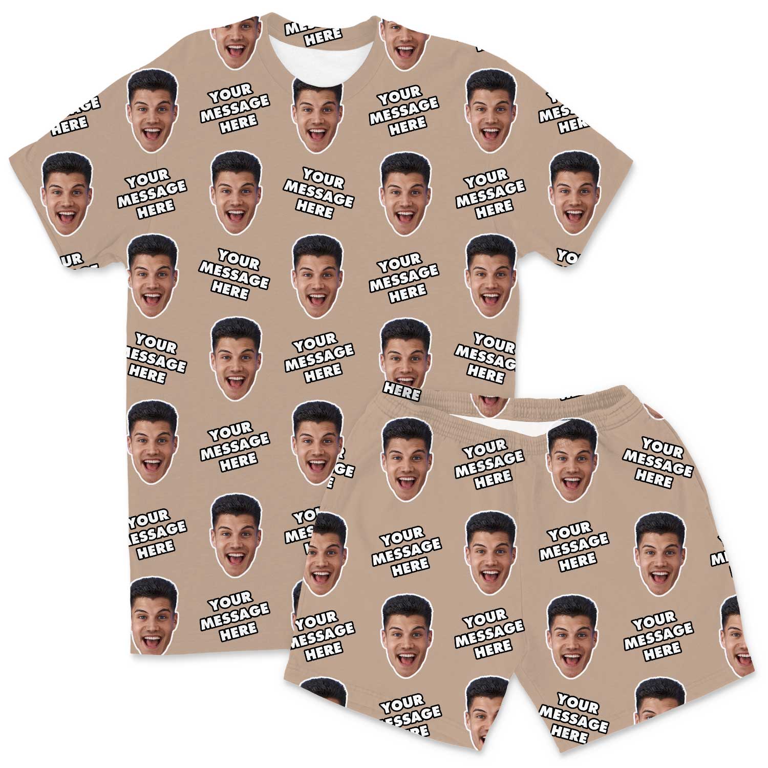 Your Face & Message Men's Custom PJs - Shorts Set