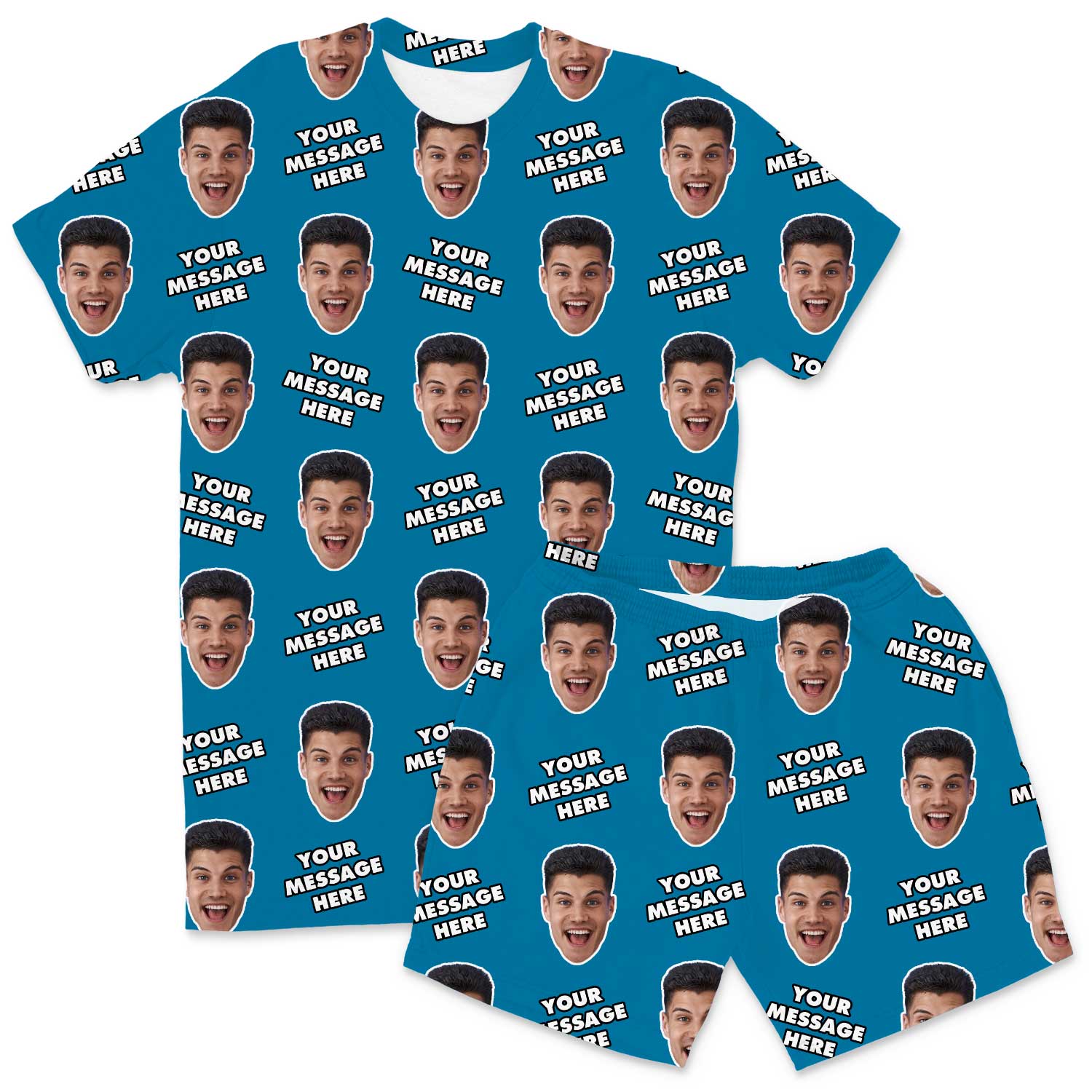 Your Face & Message Men's Custom PJs - Shorts Set
