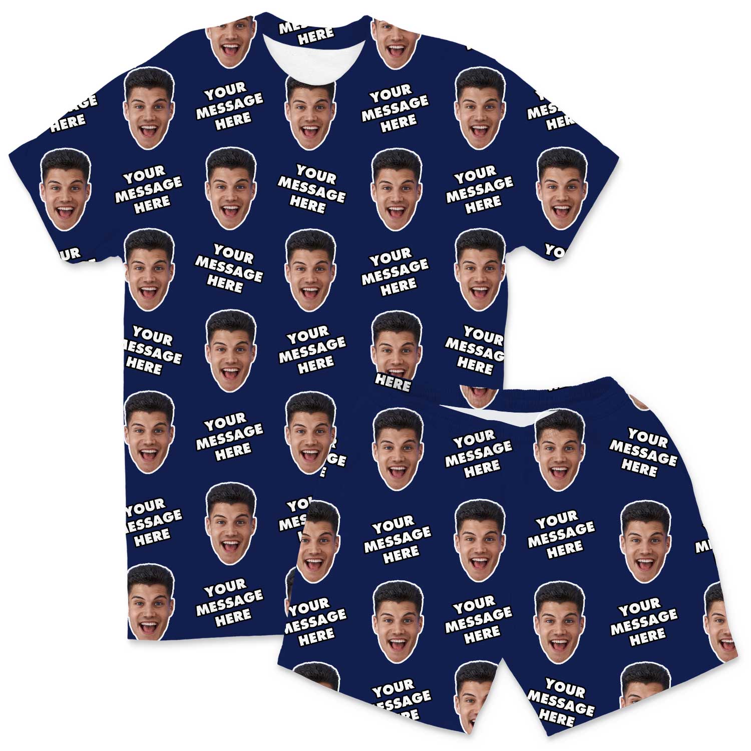 Your Face & Message Men's Custom PJs - Shorts Set