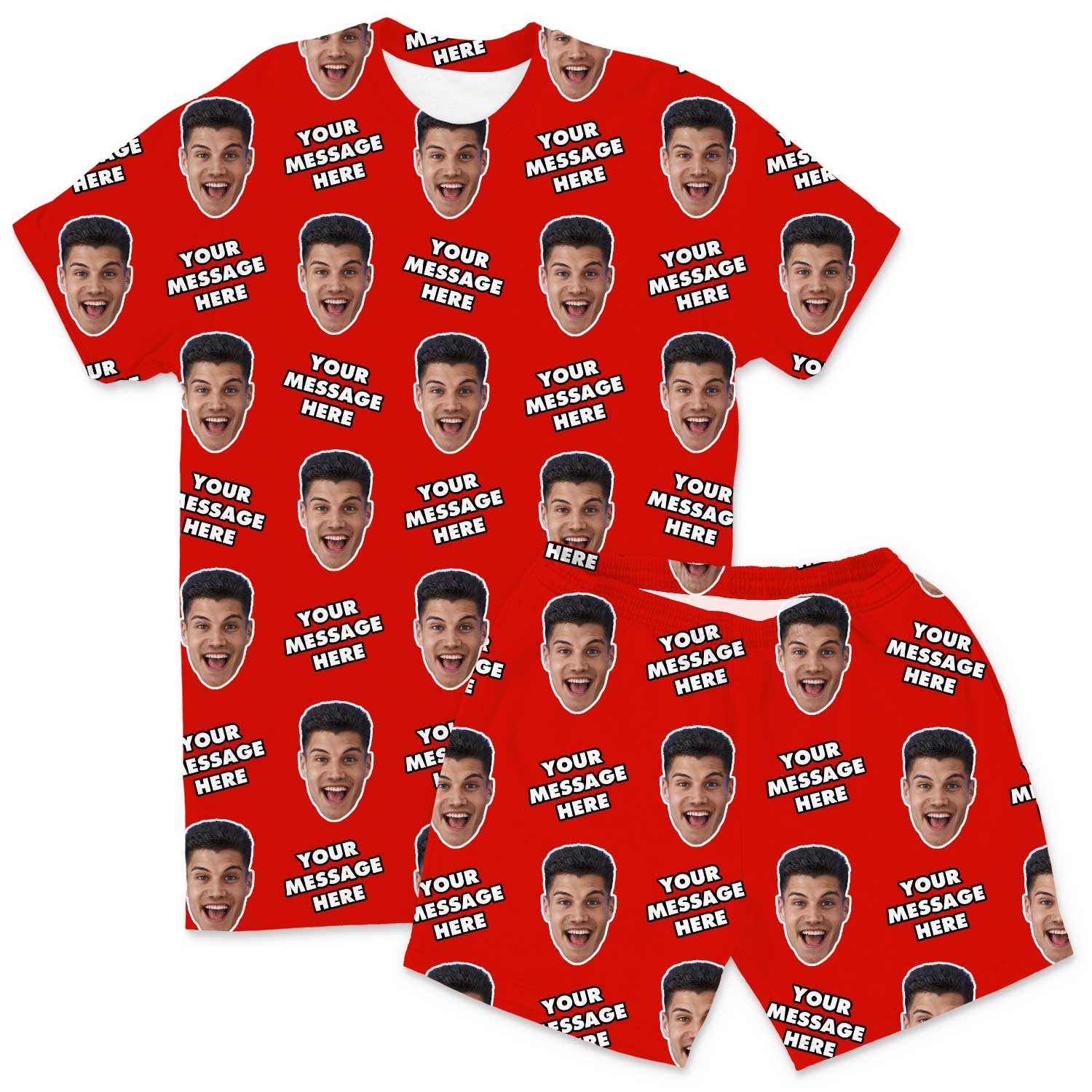 Your Face & Message Men's Custom PJs - Shorts Set