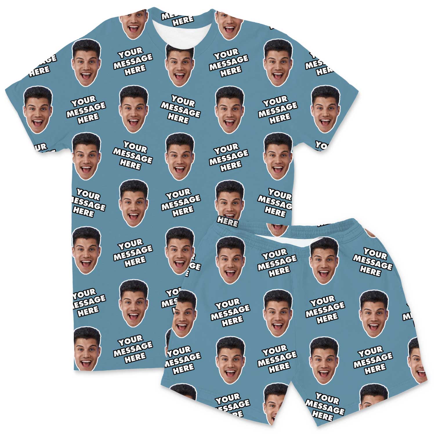 Your Face & Message Men's Custom PJs - Shorts Set