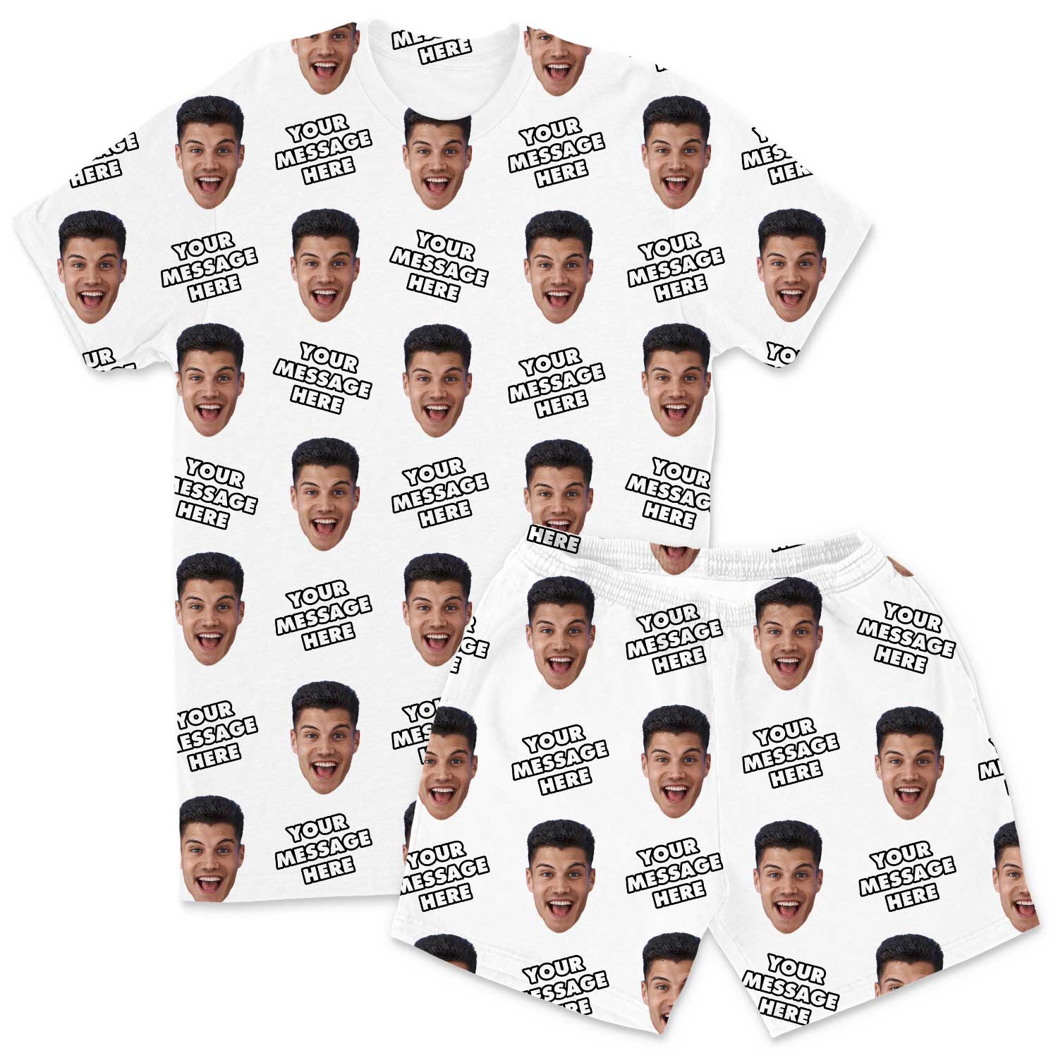 Your Face & Message Men's Custom PJs - Shorts Set