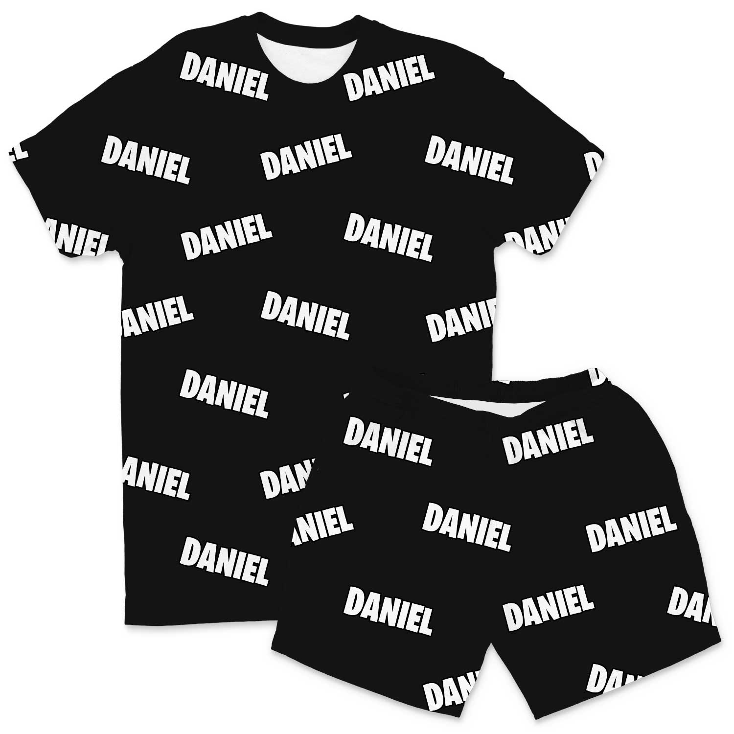 Your Name All Over Men's Custom PJs - Shorts Set