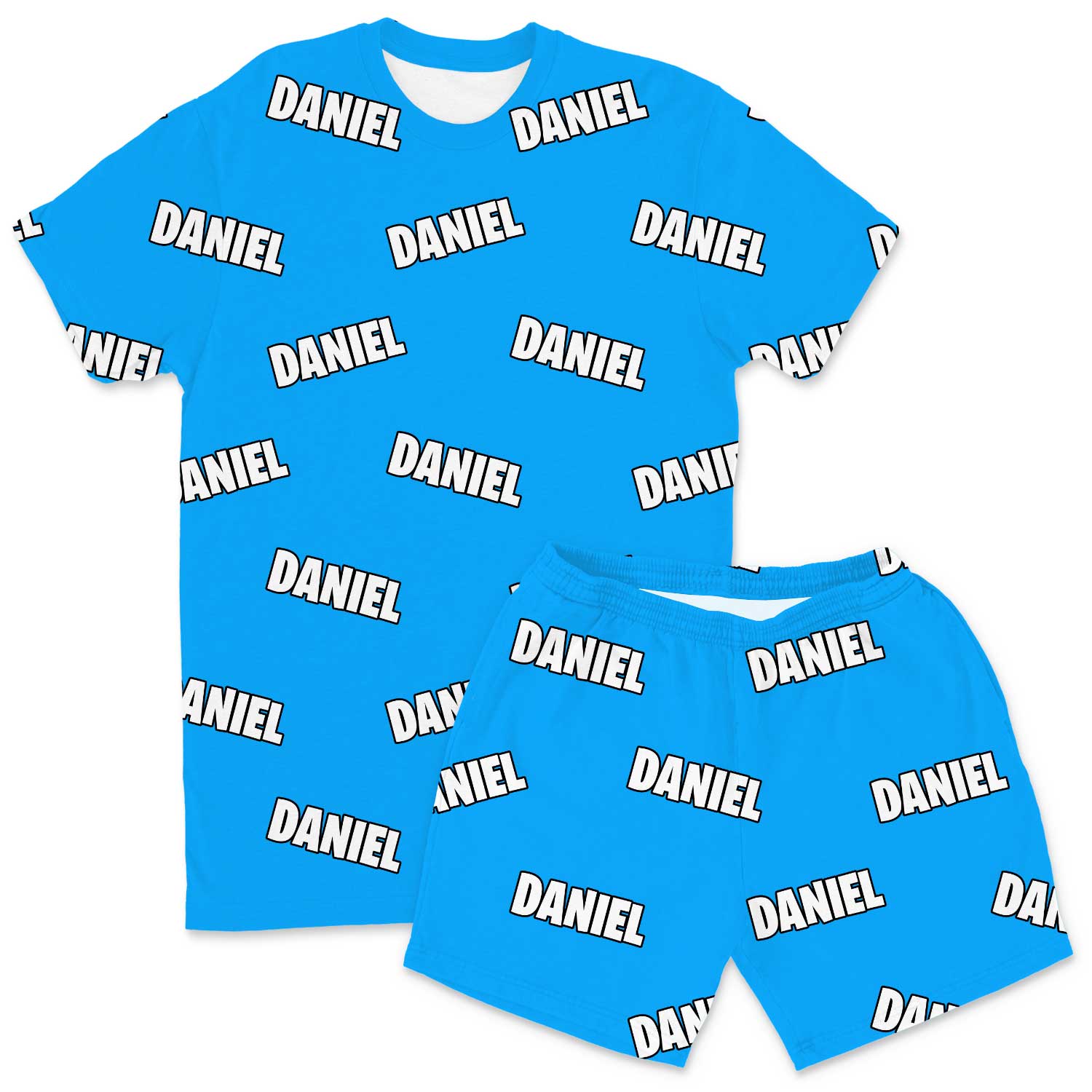 Your Name All Over Men's Custom PJs - Shorts Set