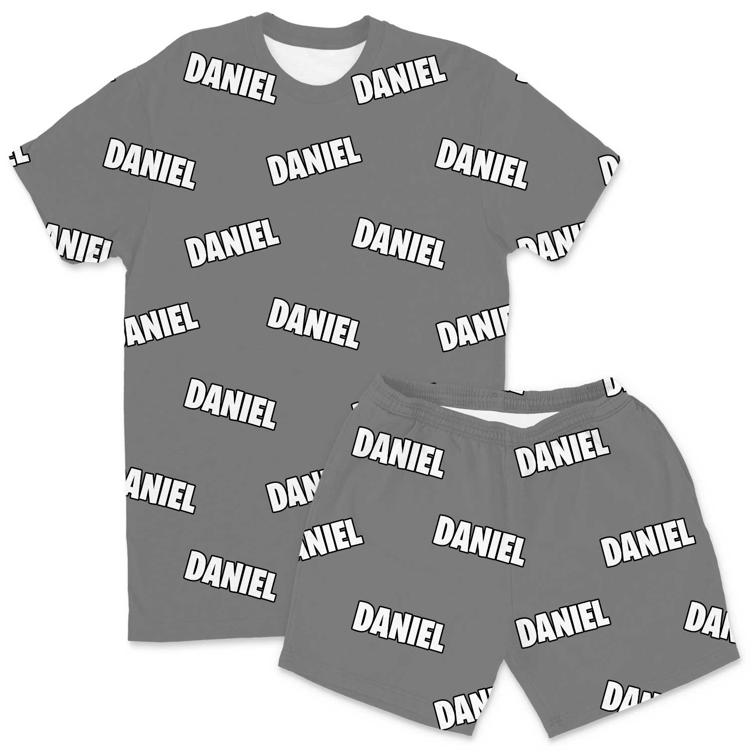 Your Name All Over Men's Custom PJs - Shorts Set