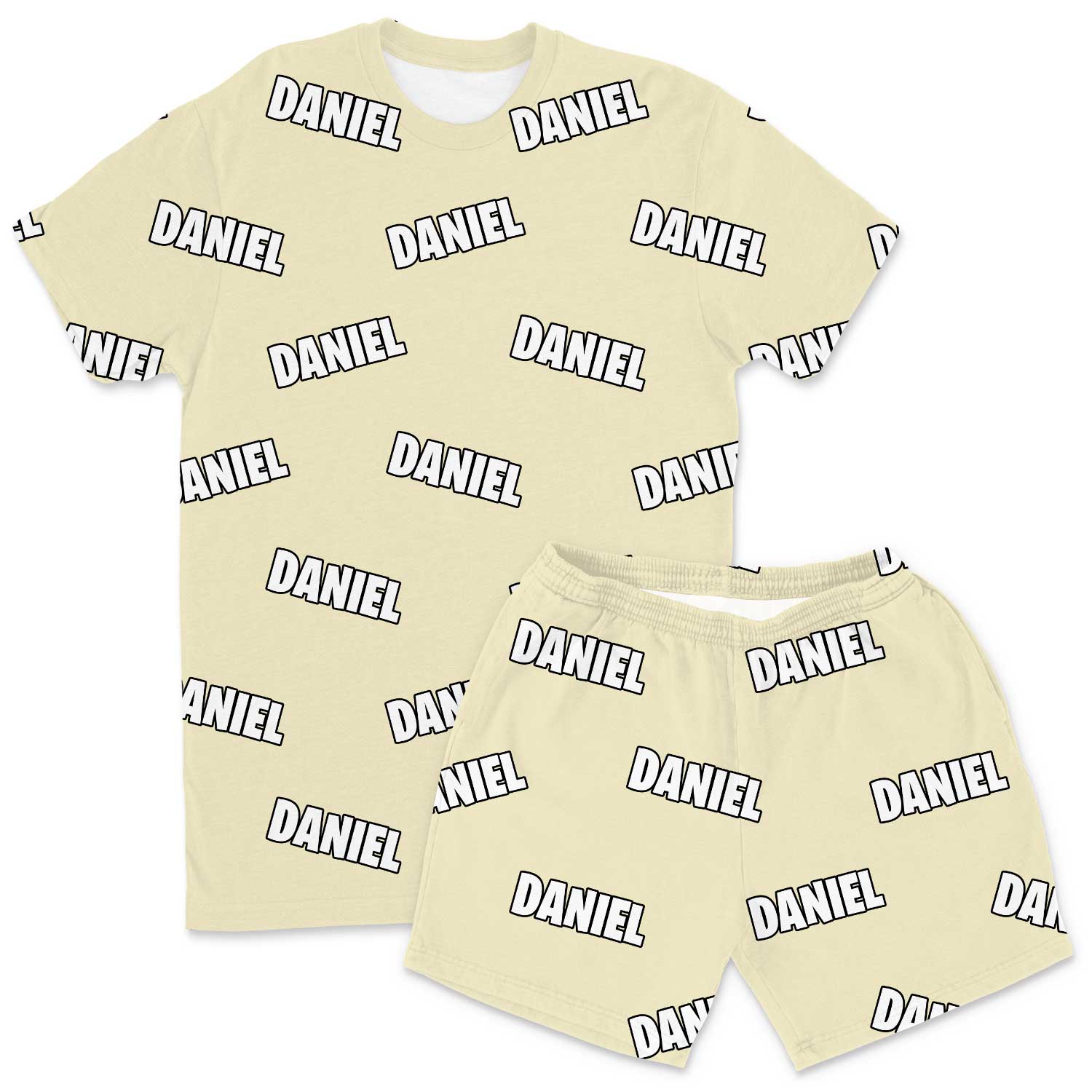 Your Name All Over Men's Custom PJs - Shorts Set