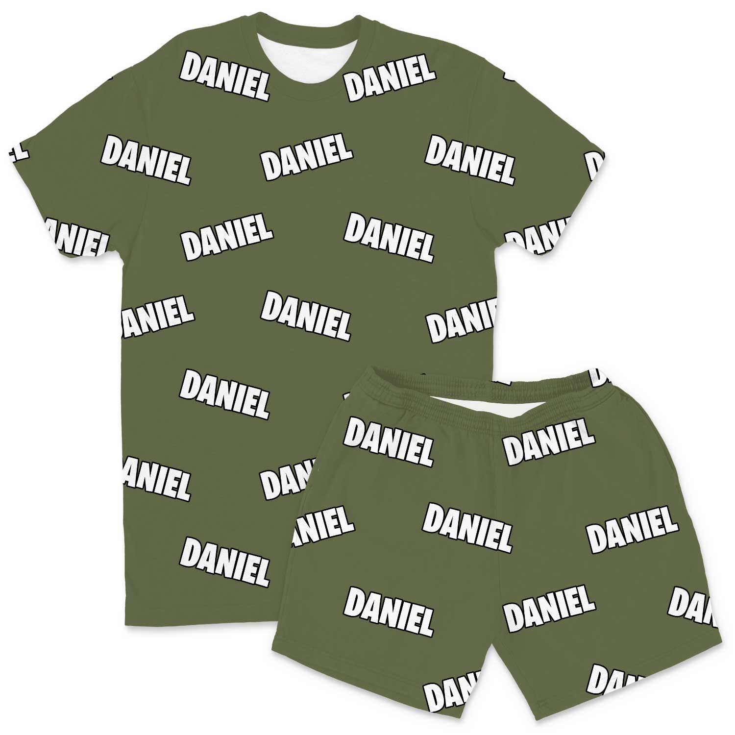 Your Name All Over Men's Custom PJs - Shorts Set
