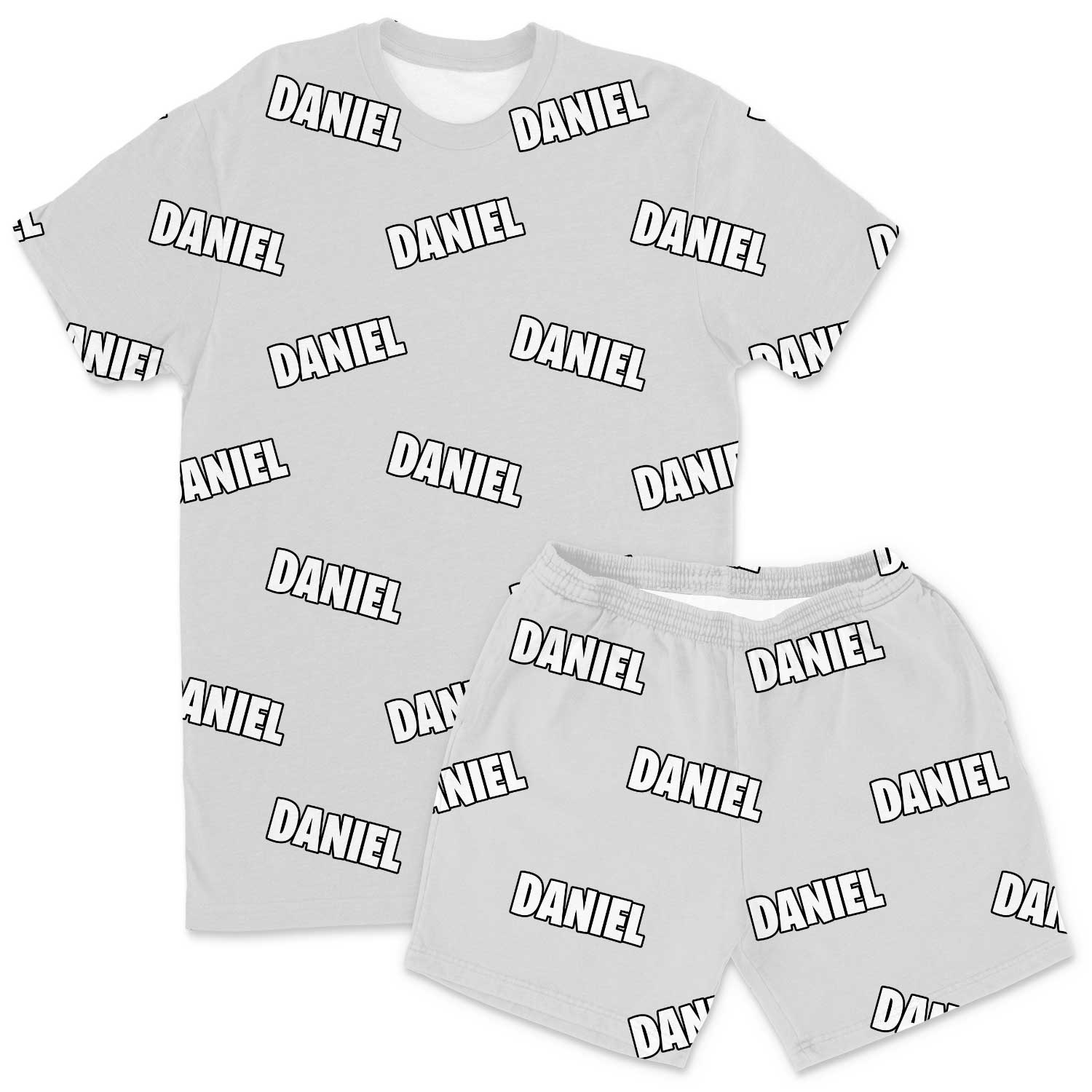 Your Name All Over Men's Custom PJs - Shorts Set