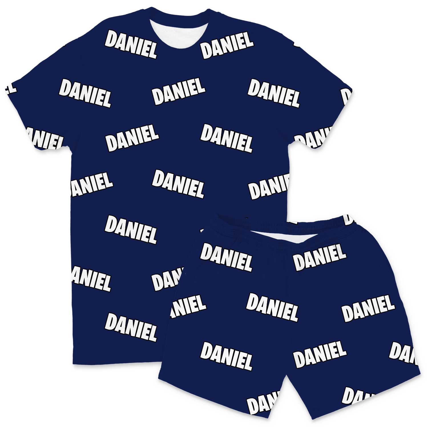 Your Name All Over Men's Custom PJs - Shorts Set