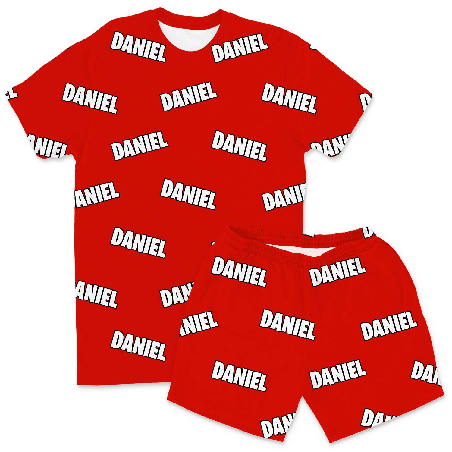Your Name All Over Men's Custom PJs - Shorts Set