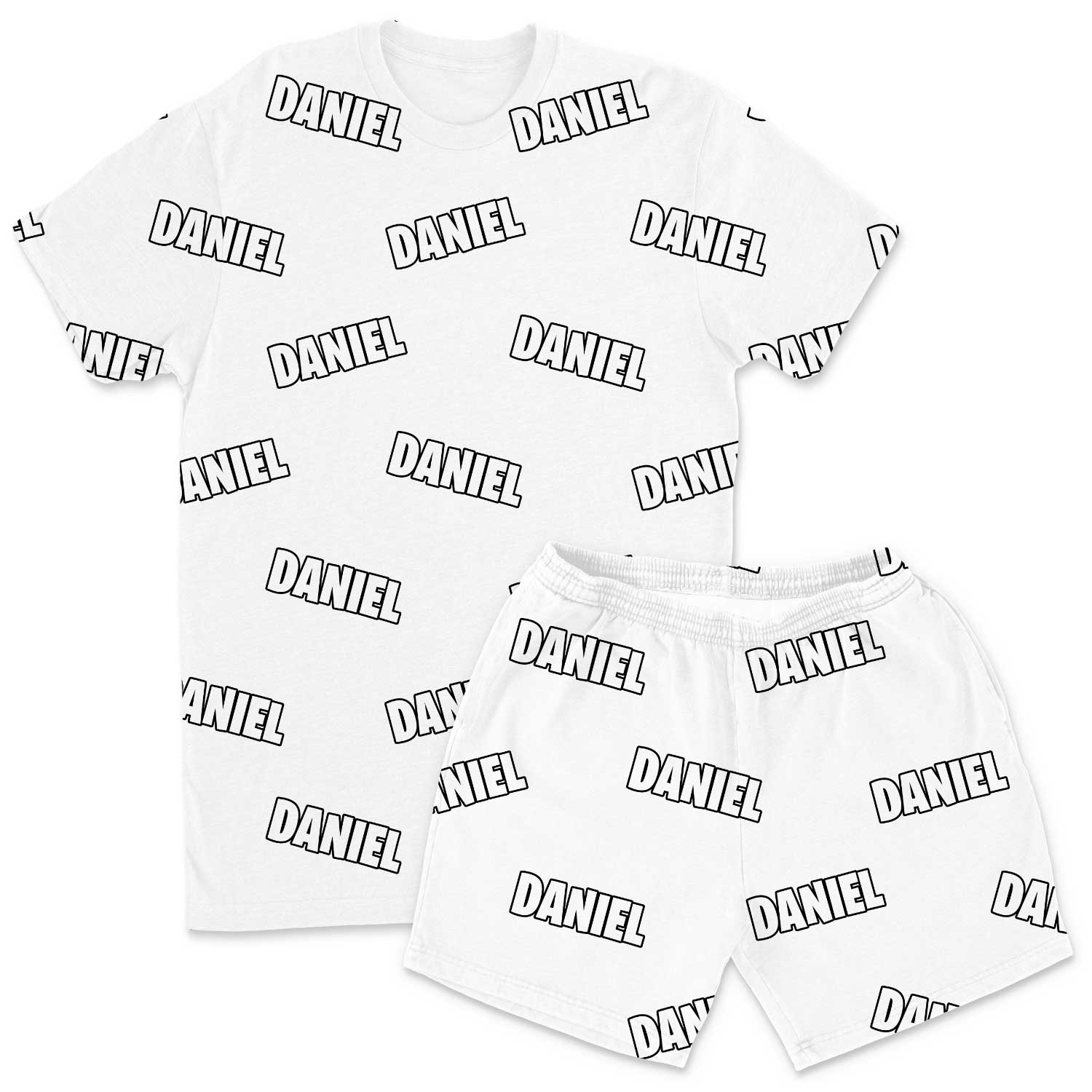 Your Name All Over Men's Custom PJs - Shorts Set