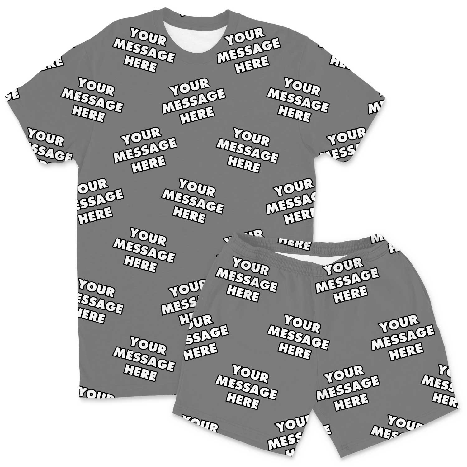 Your Message All Over Men's Custom PJs - Shorts Set