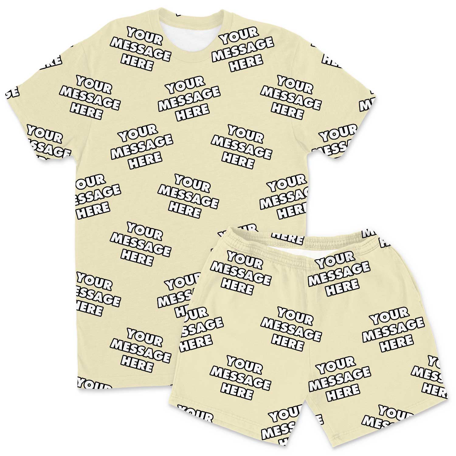 Your Message All Over Men's Custom PJs - Shorts Set