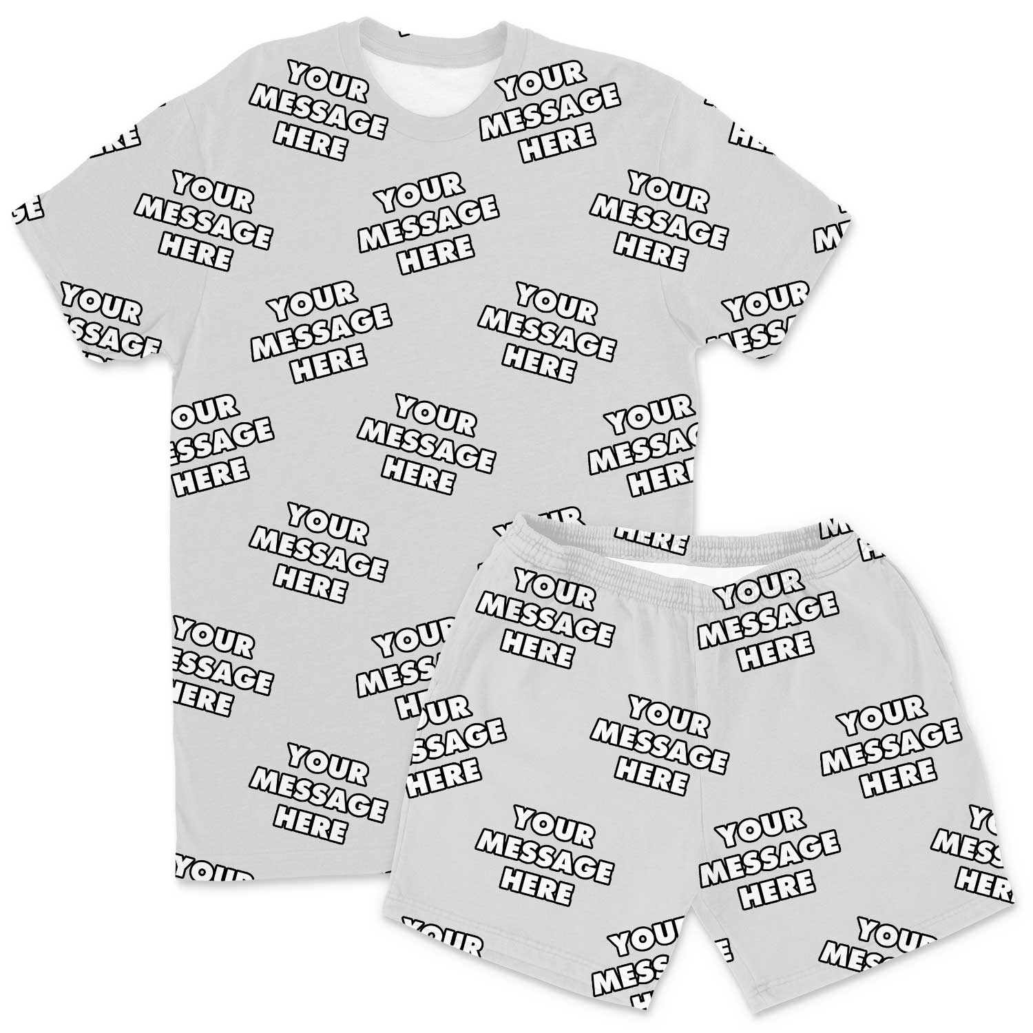 Your Message All Over Men's Custom PJs - Shorts Set
