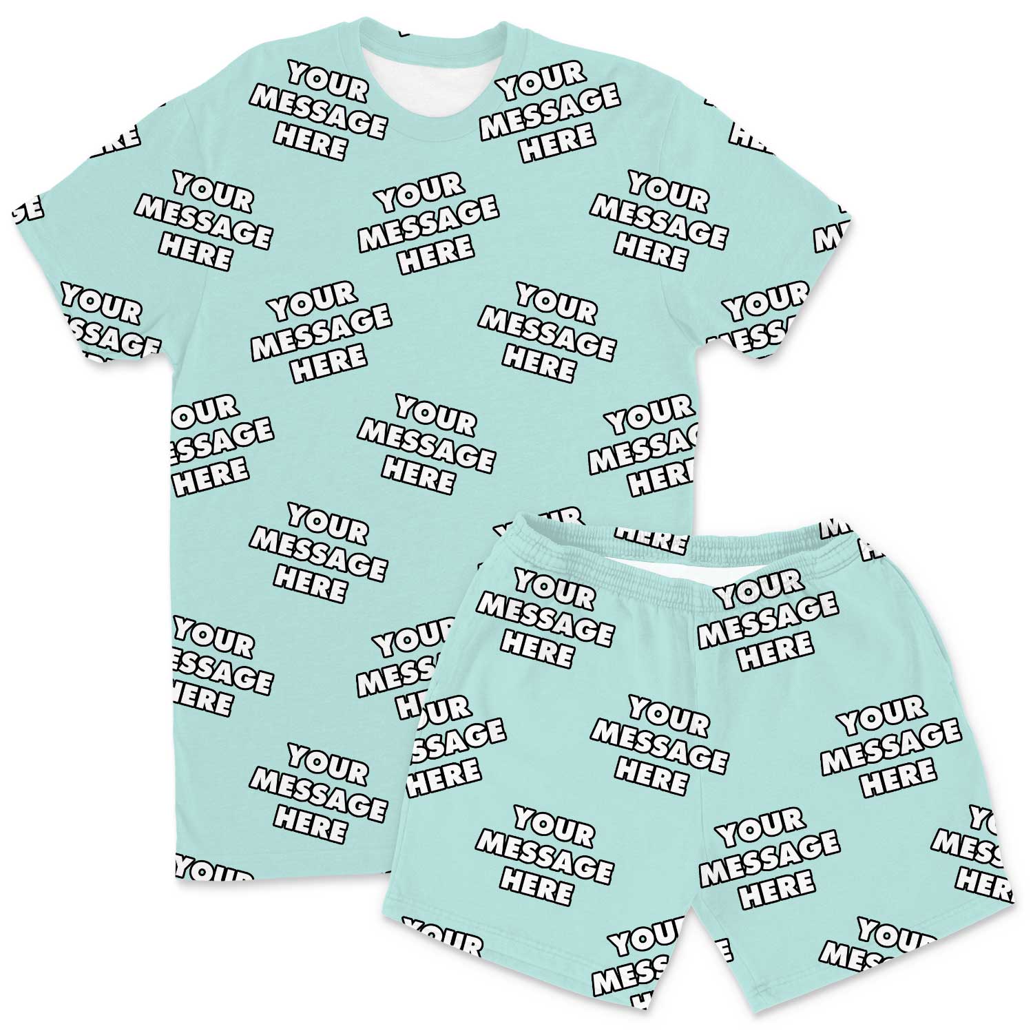 Your Message All Over Men's Custom PJs - Shorts Set