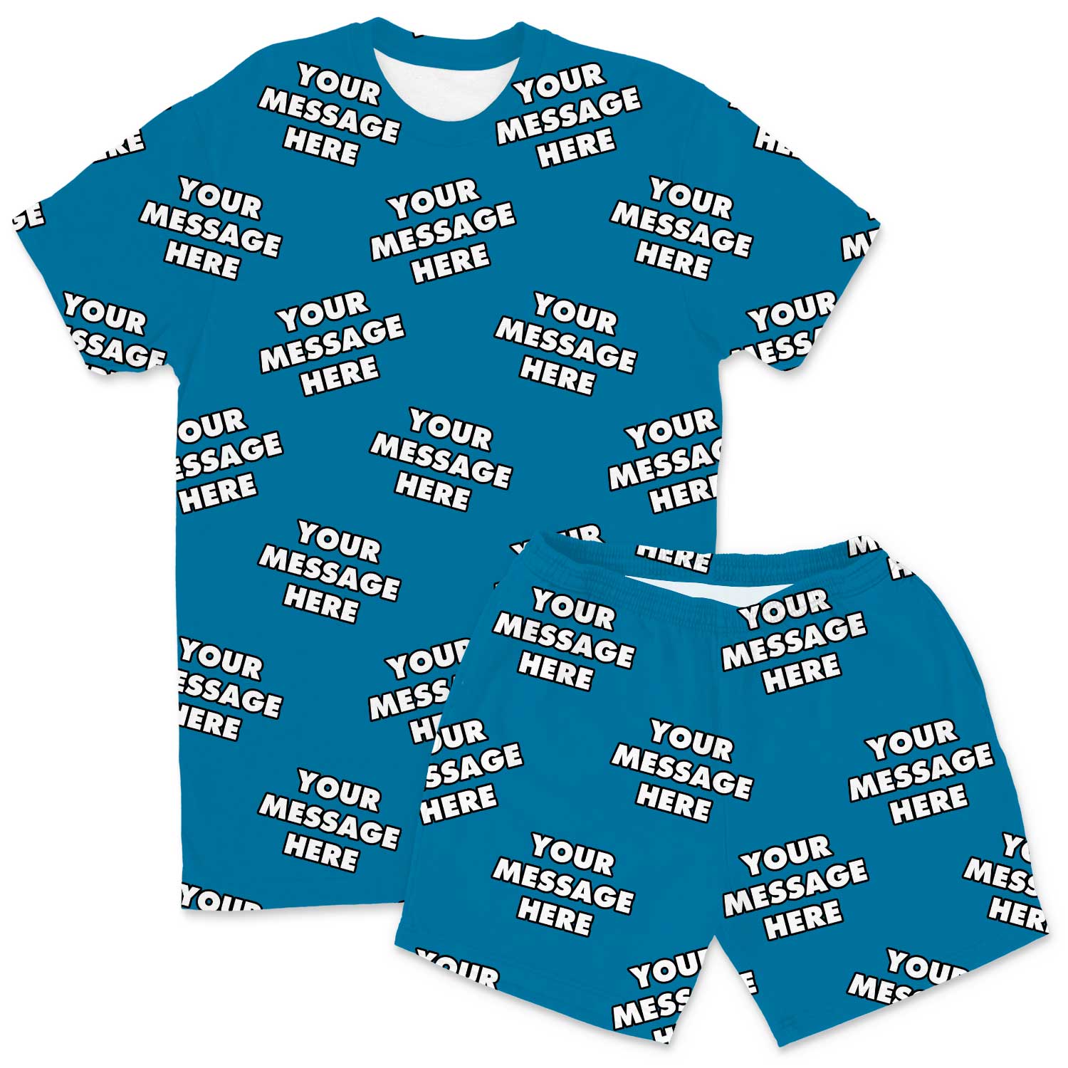 Your Message All Over Men's Custom PJs - Shorts Set