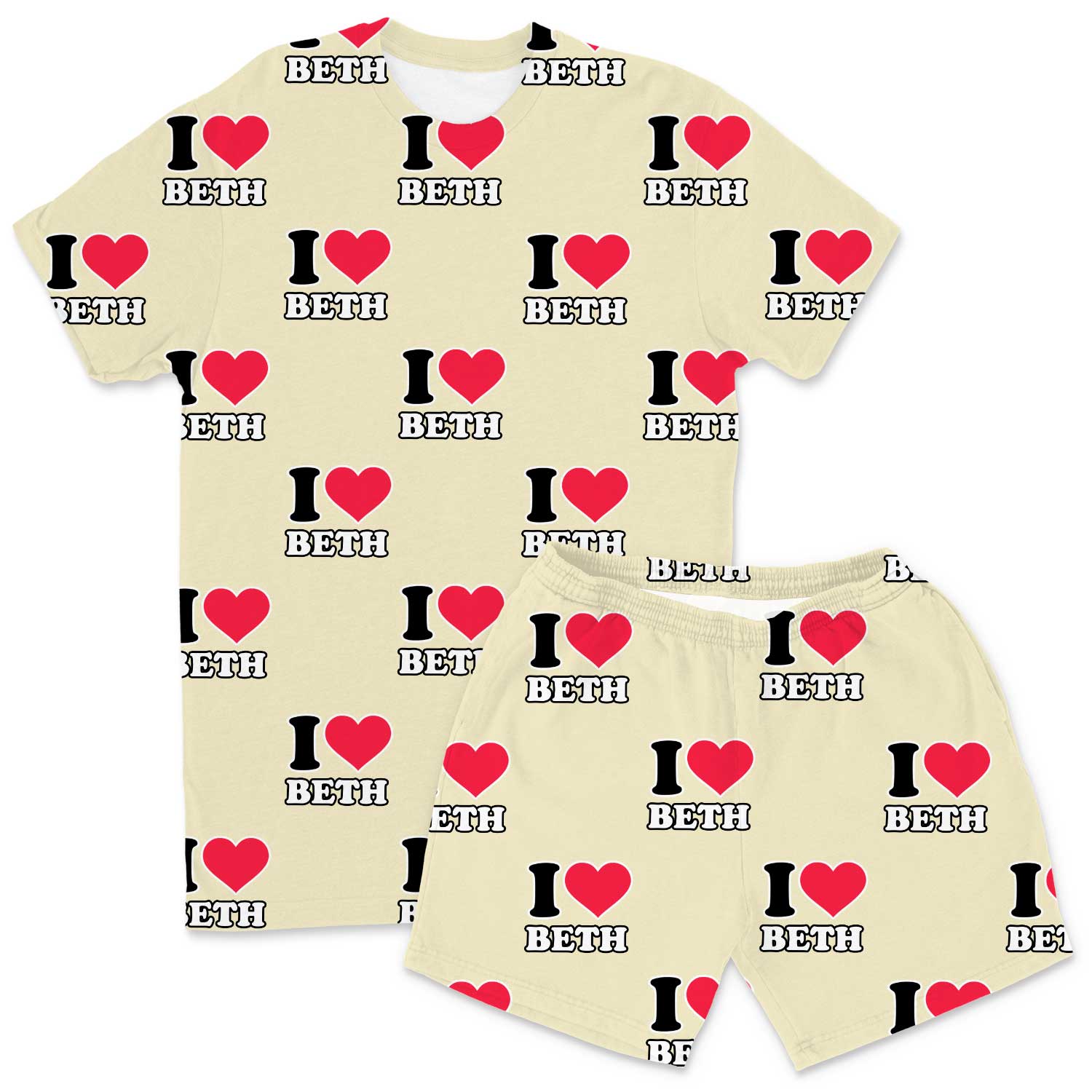 Men's I Heart Name Custom PJs - Shorts Set