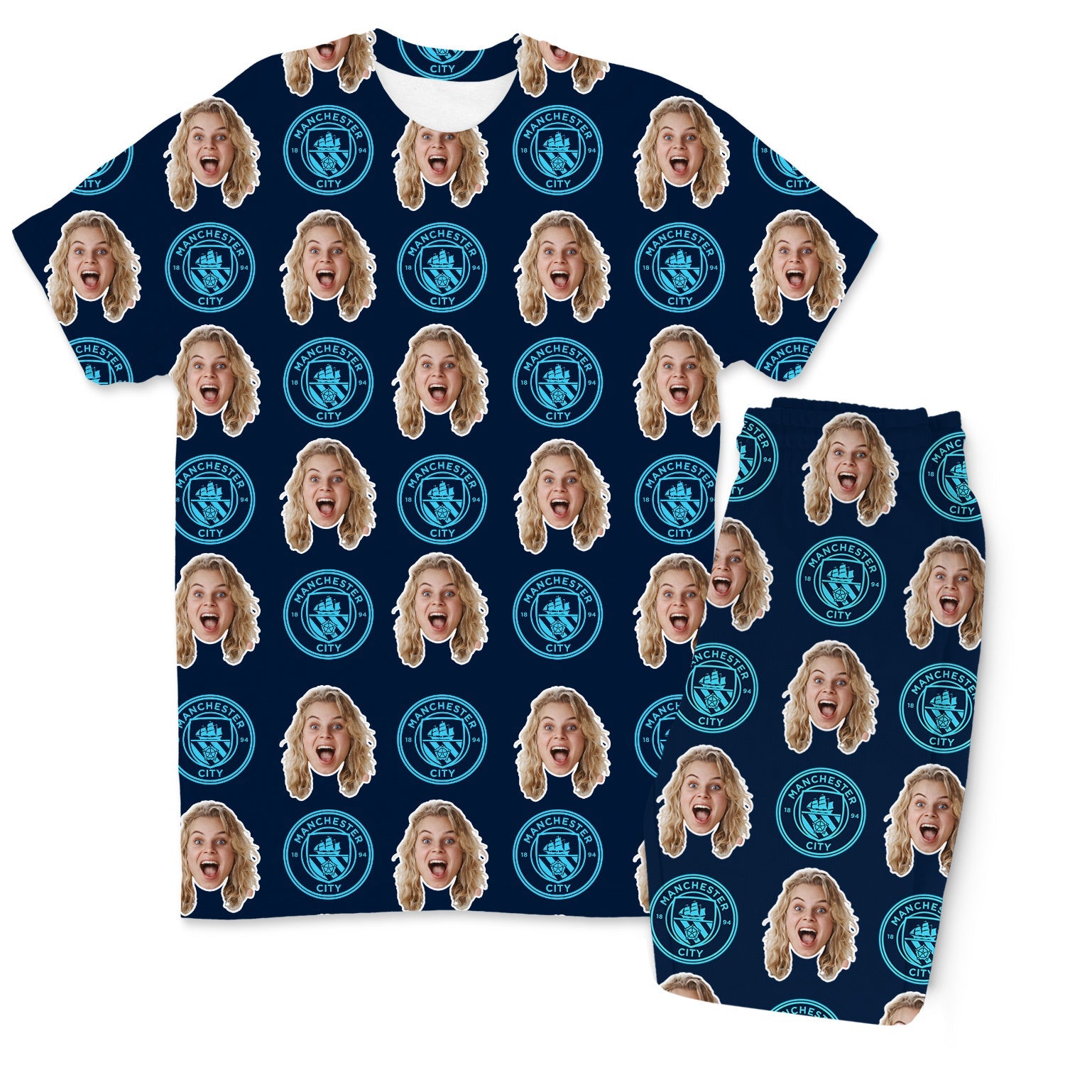 Man City Navy Men's Custom Pajamas - Pants Set