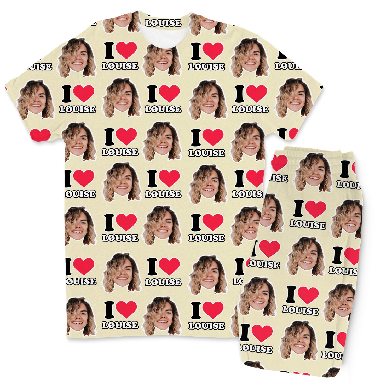 I Heart Name & Face Men's Custom PJs - Pants Set