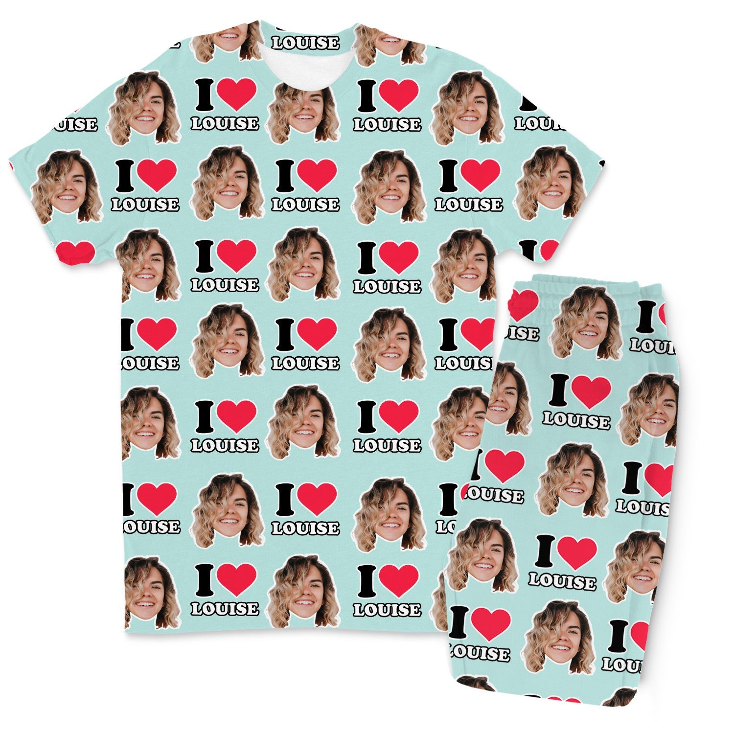 I Heart Name & Face Men's Custom PJs - Pants Set