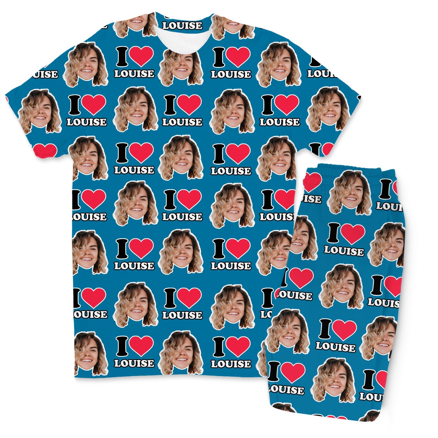 I Heart Name & Face Men's Custom PJs - Pants Set
