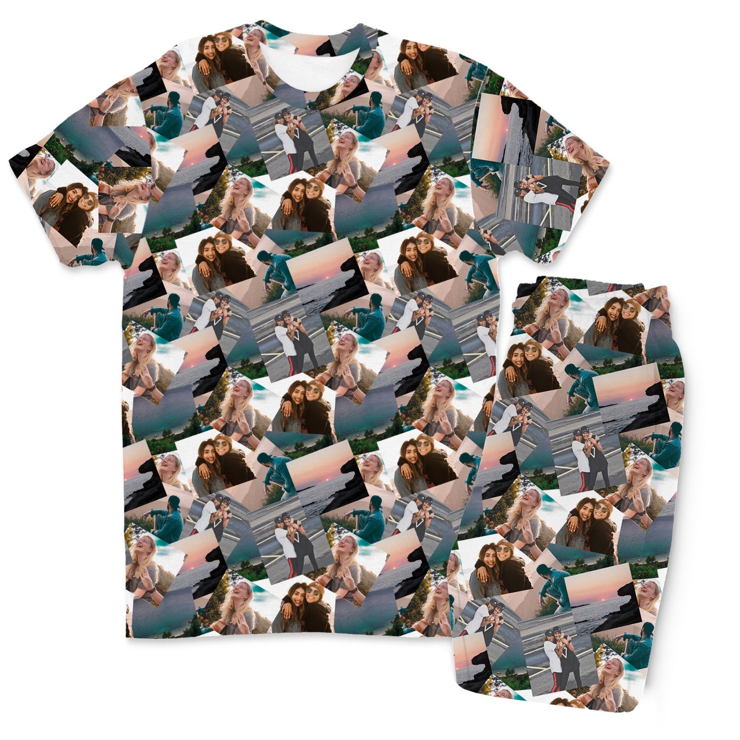 Overlap Photo Collage Men's PJ Pants Set