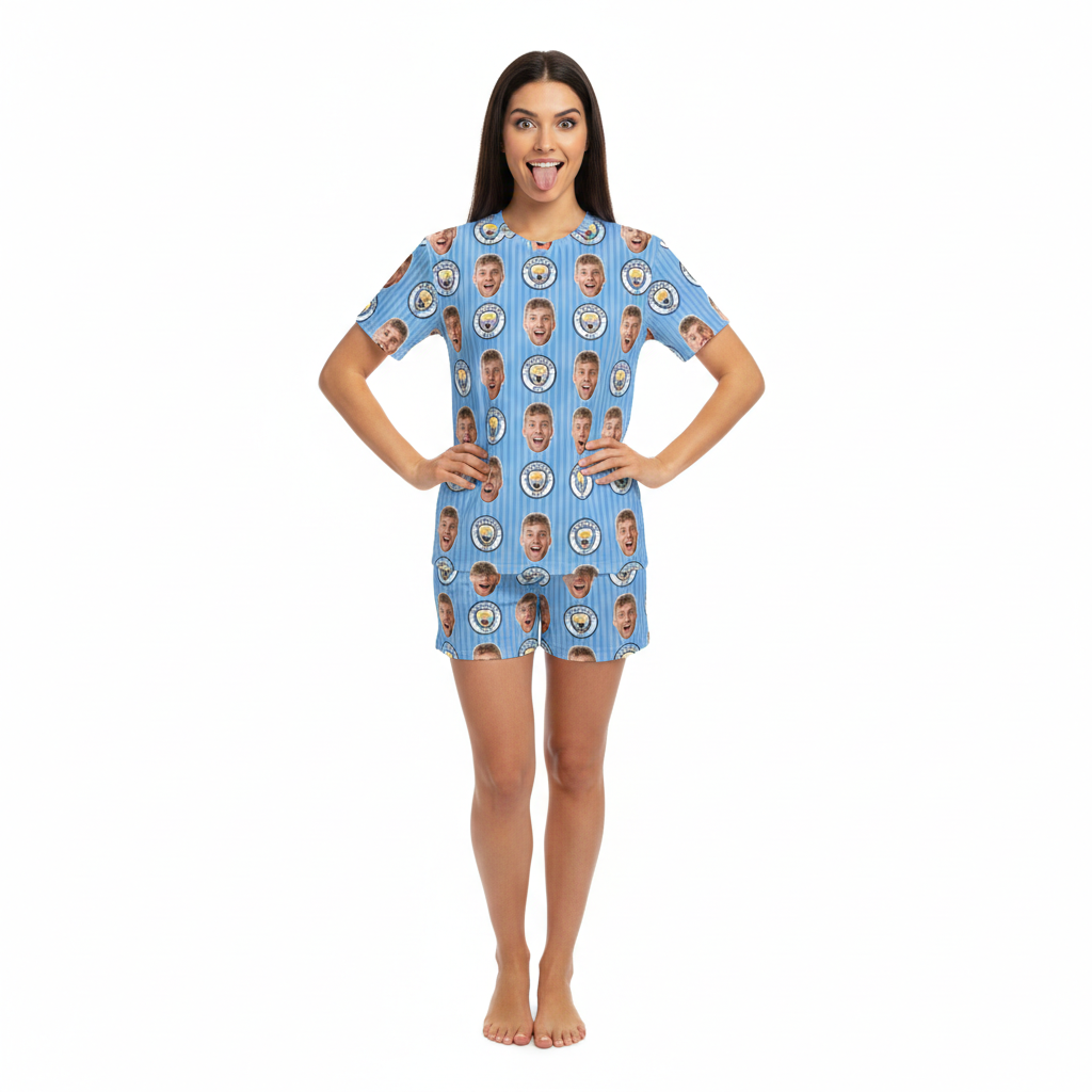 Man City Women's Custom PJs - Shorts Set