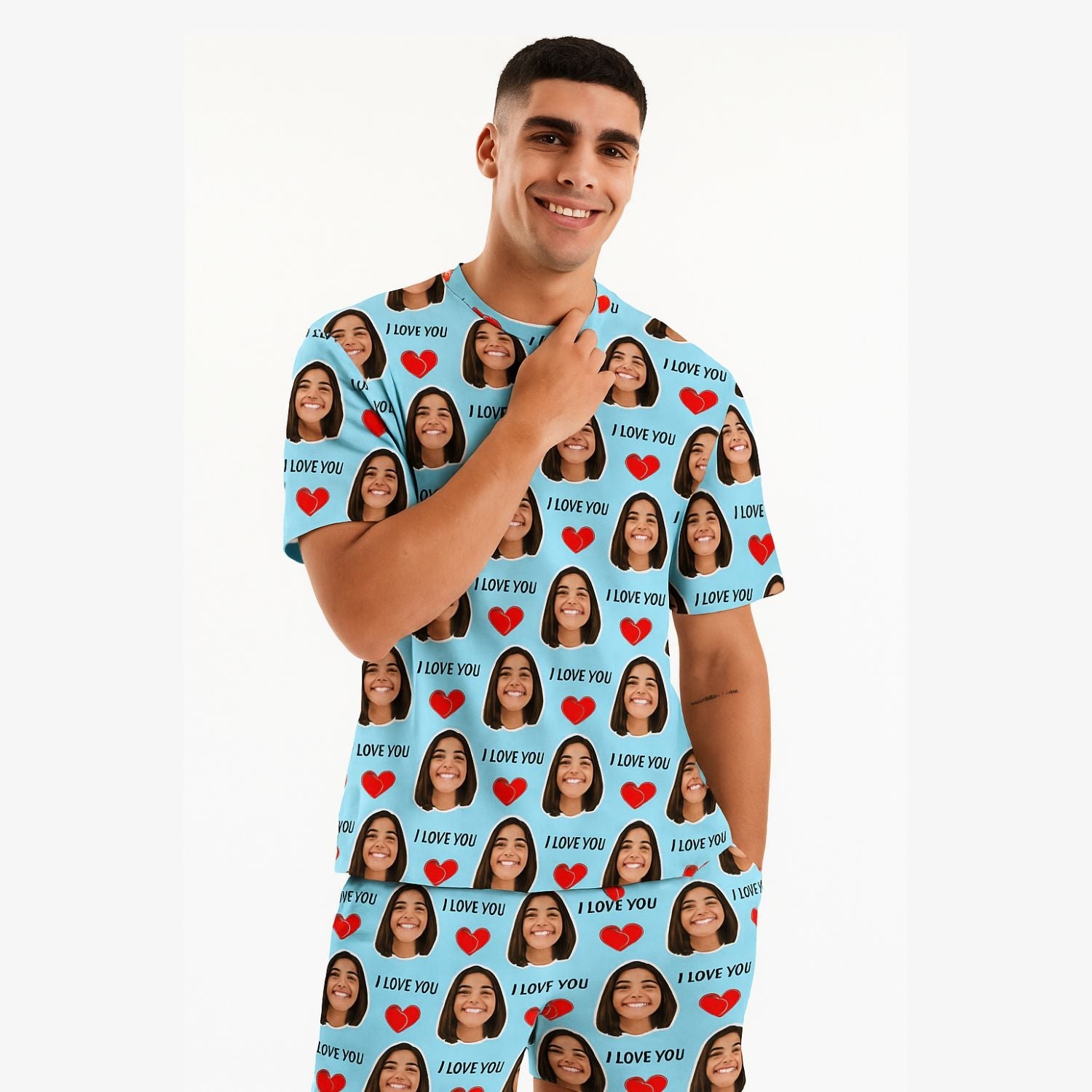 Men's I Love You Custom PJs - Shorts Set