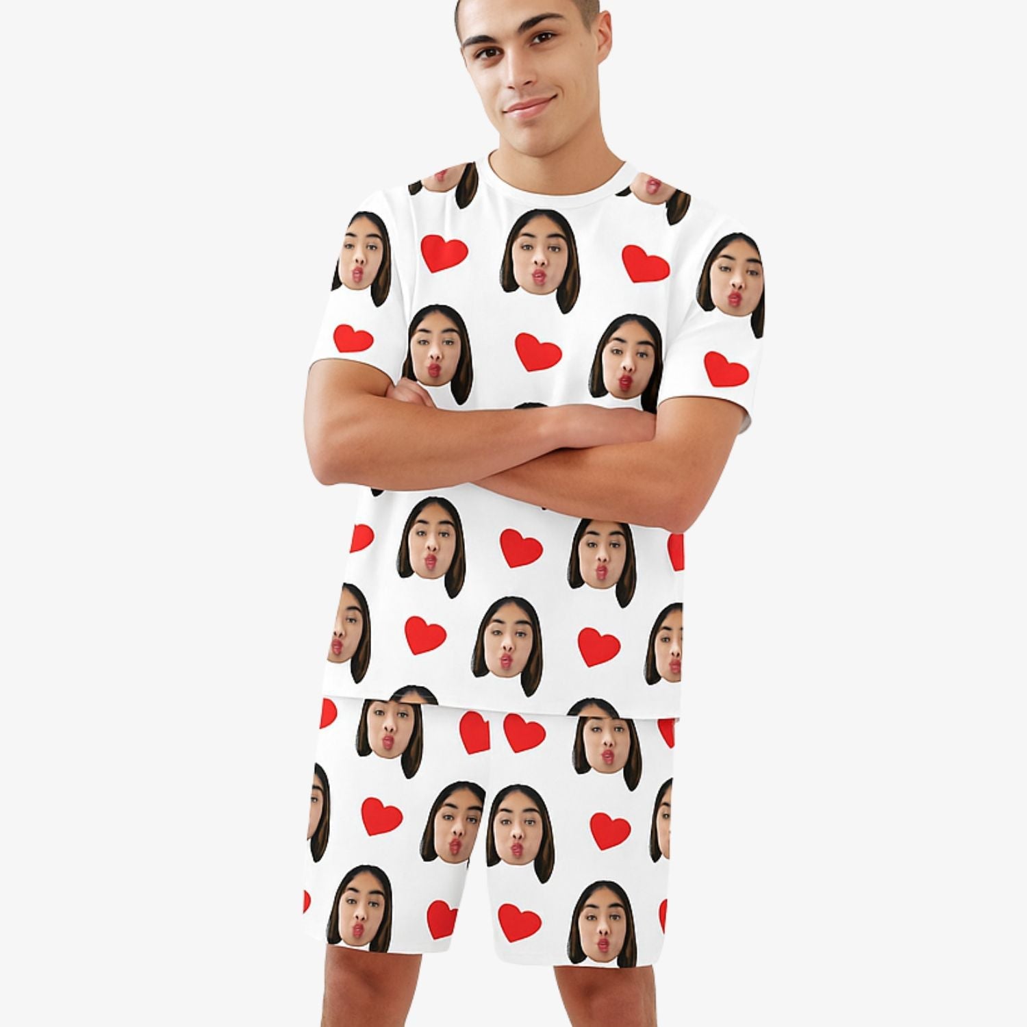 Men's Love Hearts Custom PJs - Shorts Set
