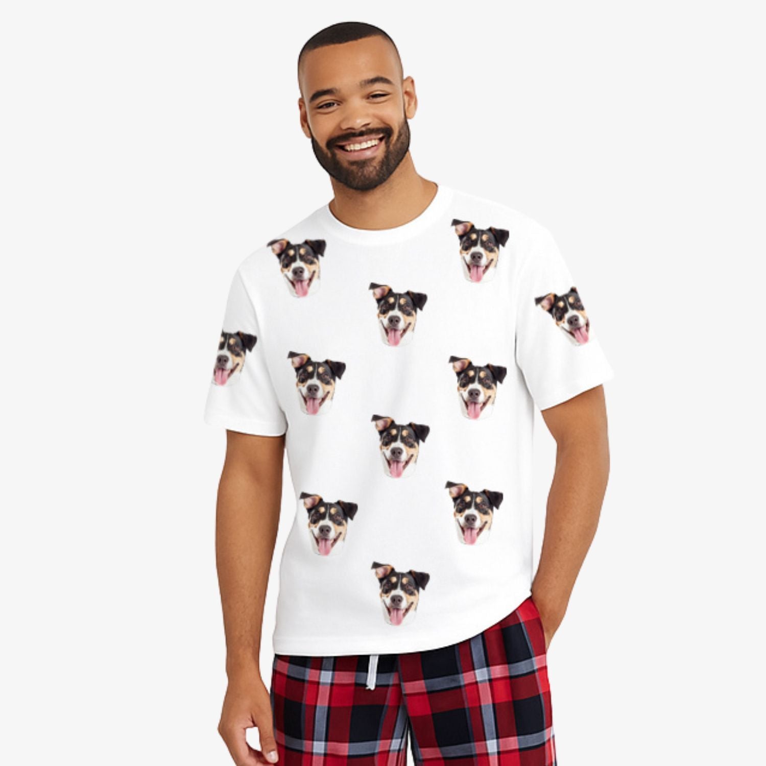 Men's Dog Pajamas - Red Tartan Shorts