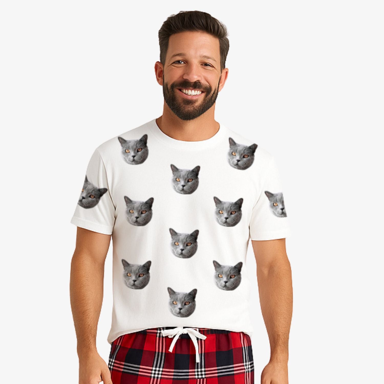 Men's Custom Cat Pajamas - Tartan Shorts