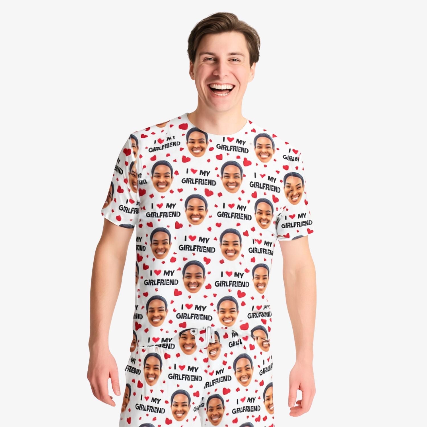 Men's I Love My Girlfriend Custom PJs - Shorts Set