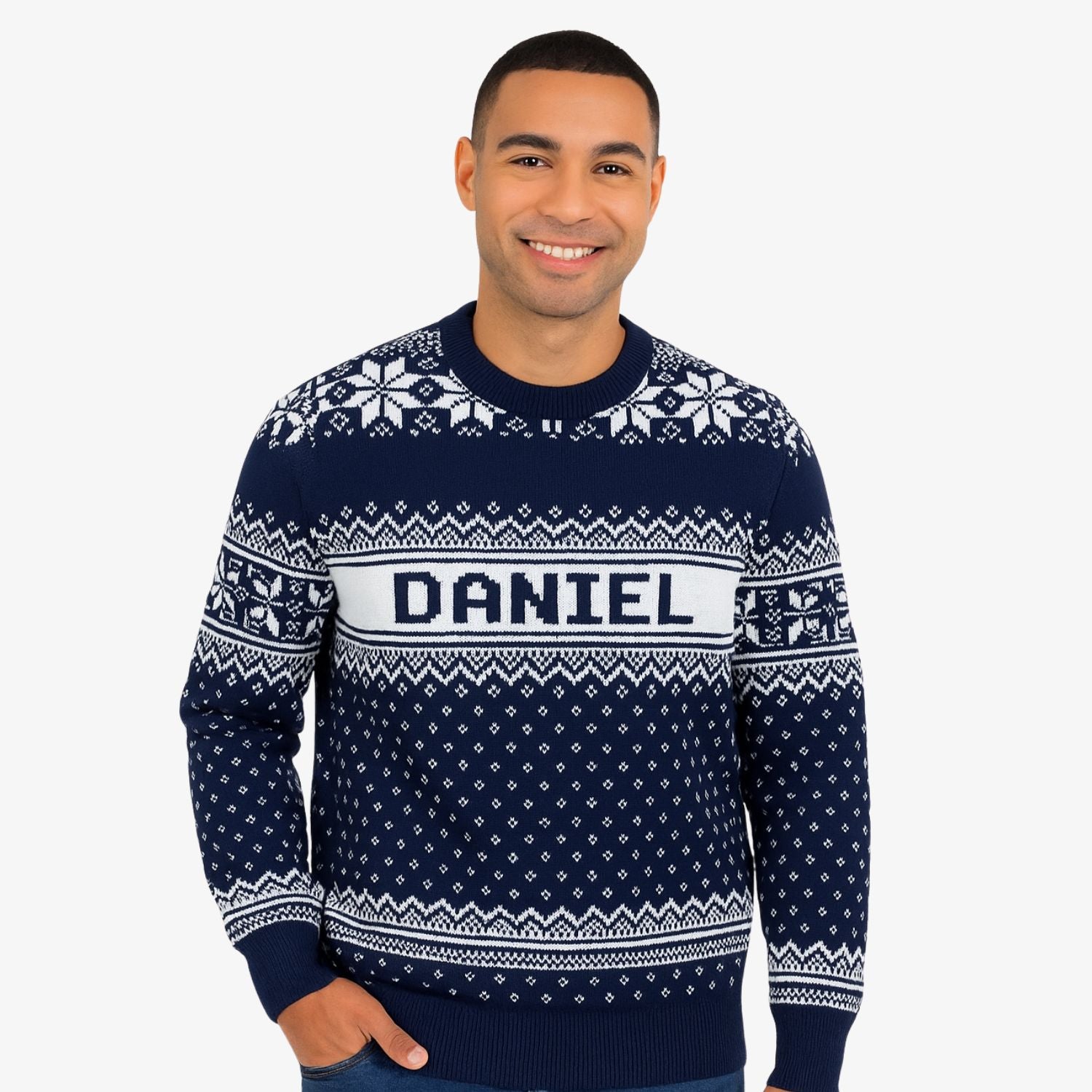 Your Name Navy Personalized Christmas Jumper