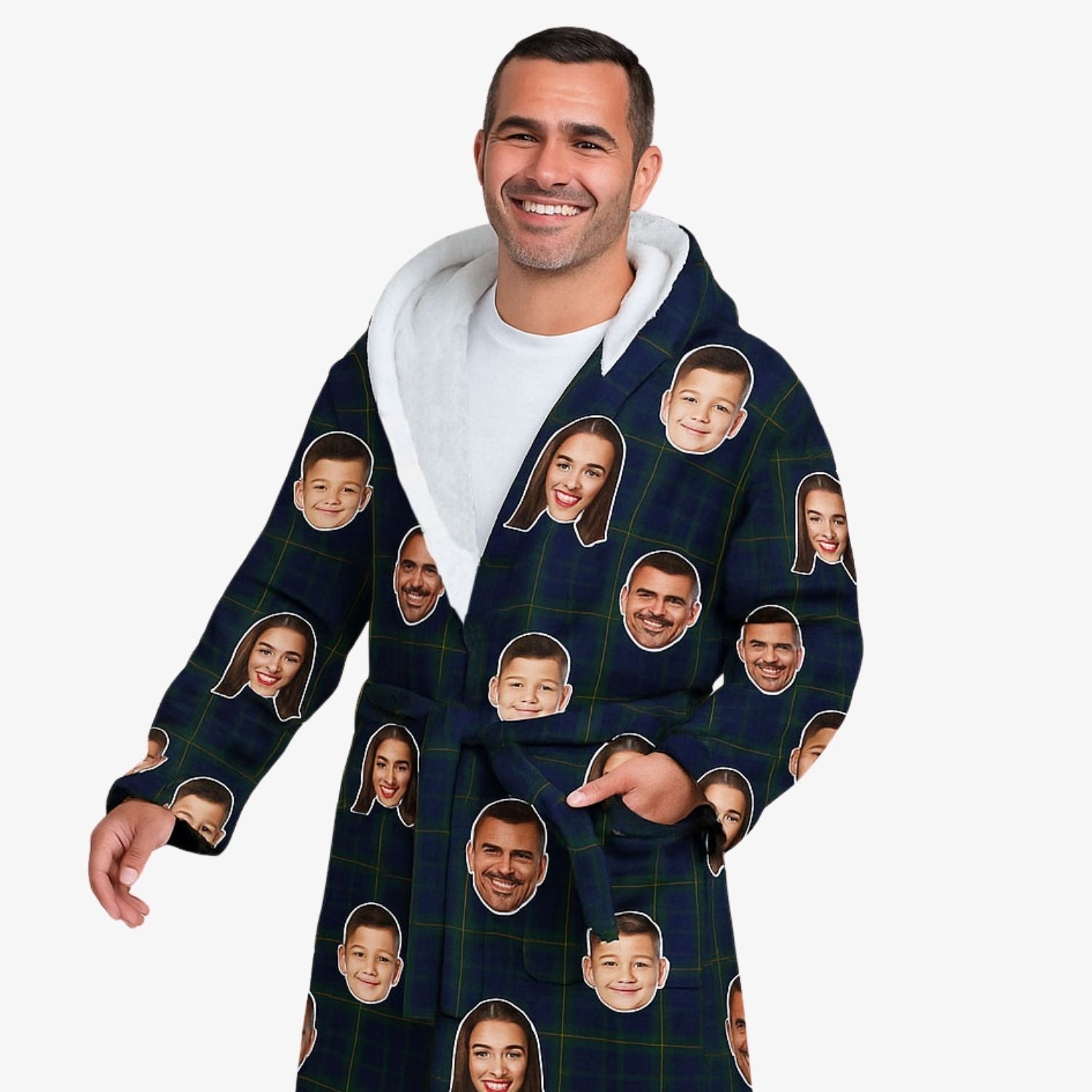 Navy Tartan Custom Robe