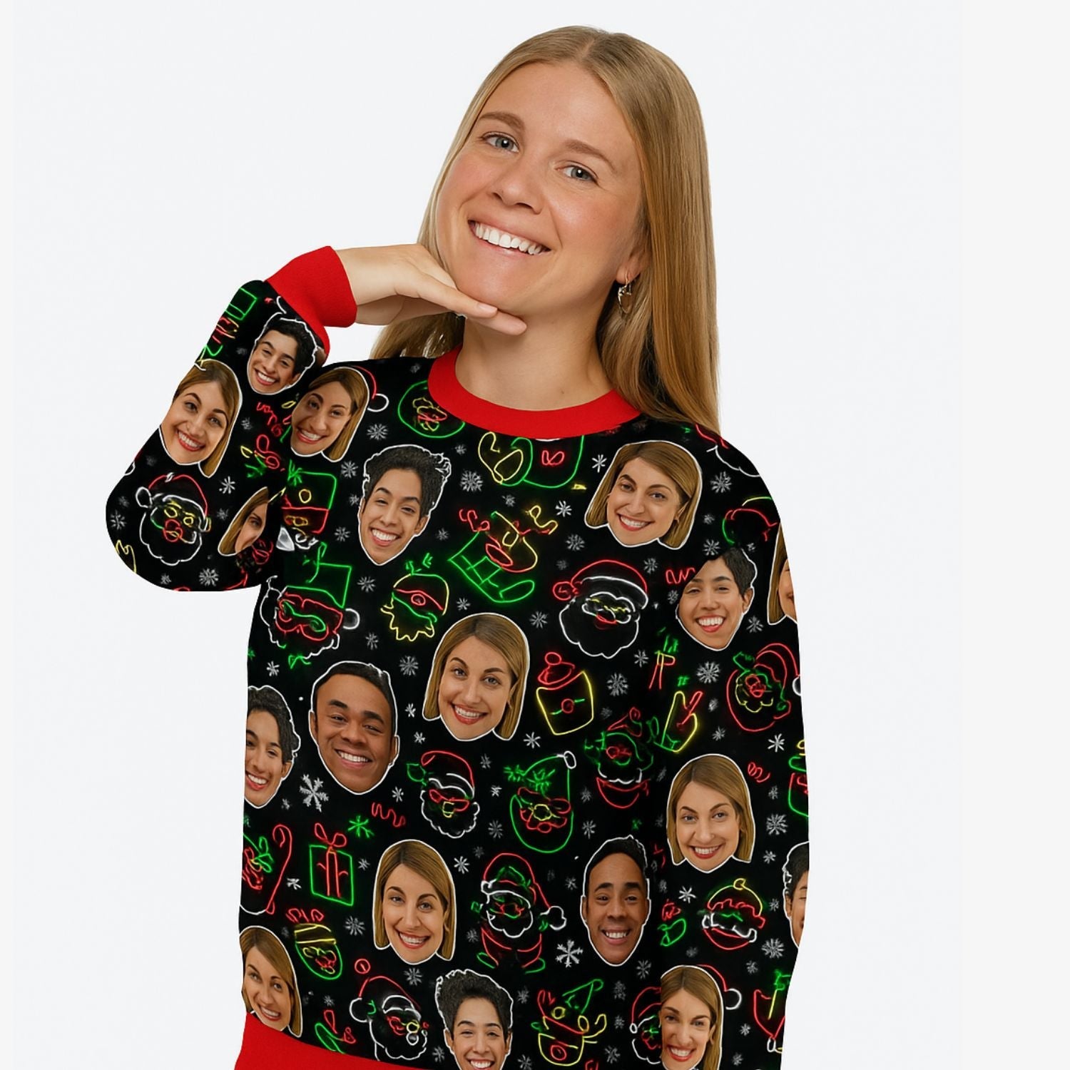 Neon Lights Personalized Ugly Christmas Jumper