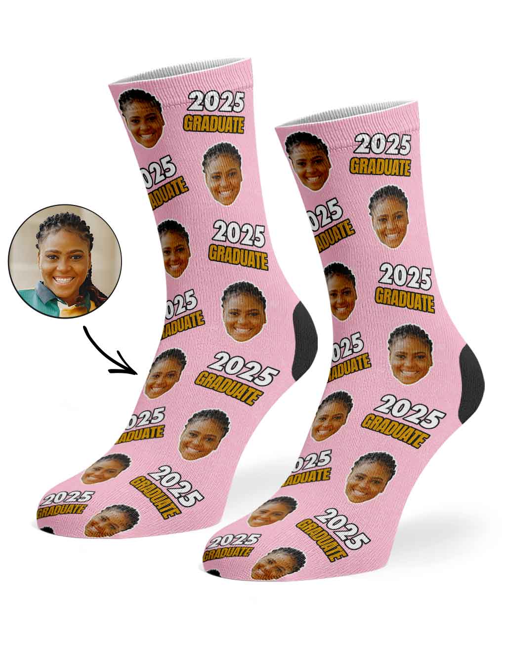 Custom Socks With Your Face & Graduation Year