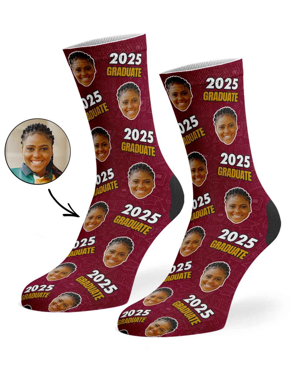 Custom Socks With Your Face & Graduation Year