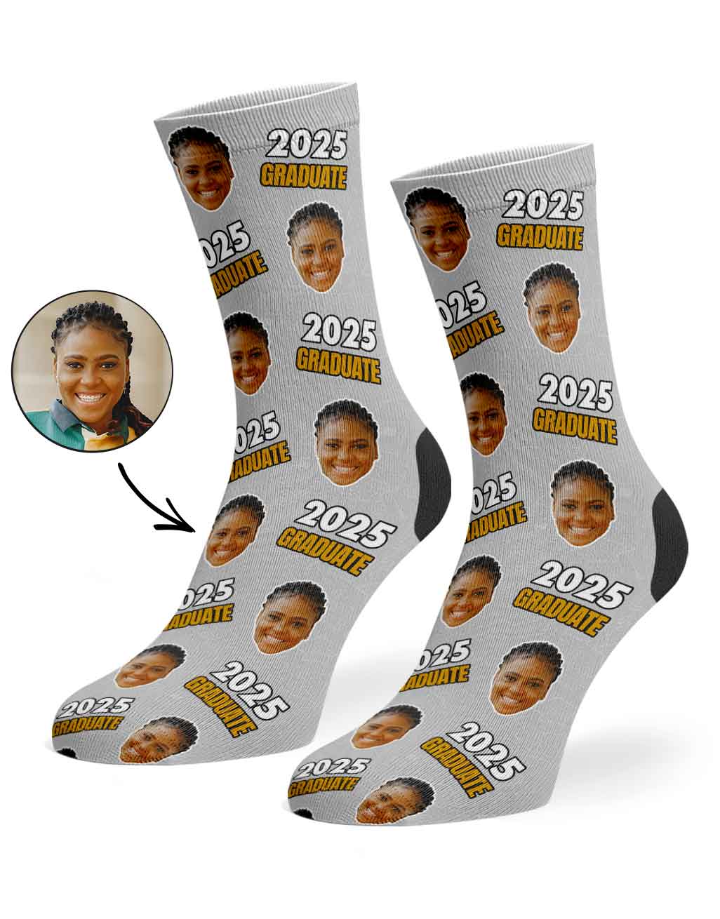 Custom Socks With Your Face & Graduation Year