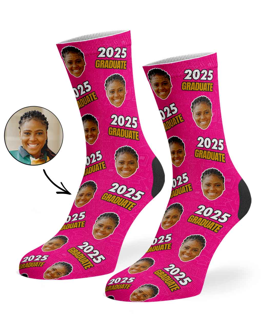 Custom Socks With Your Face & Graduation Year