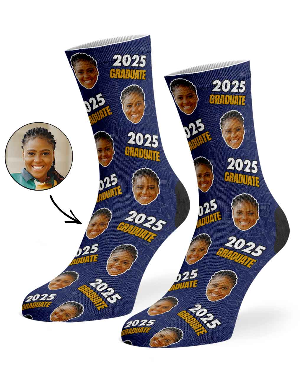 Custom Socks With Your Face & Graduation Year