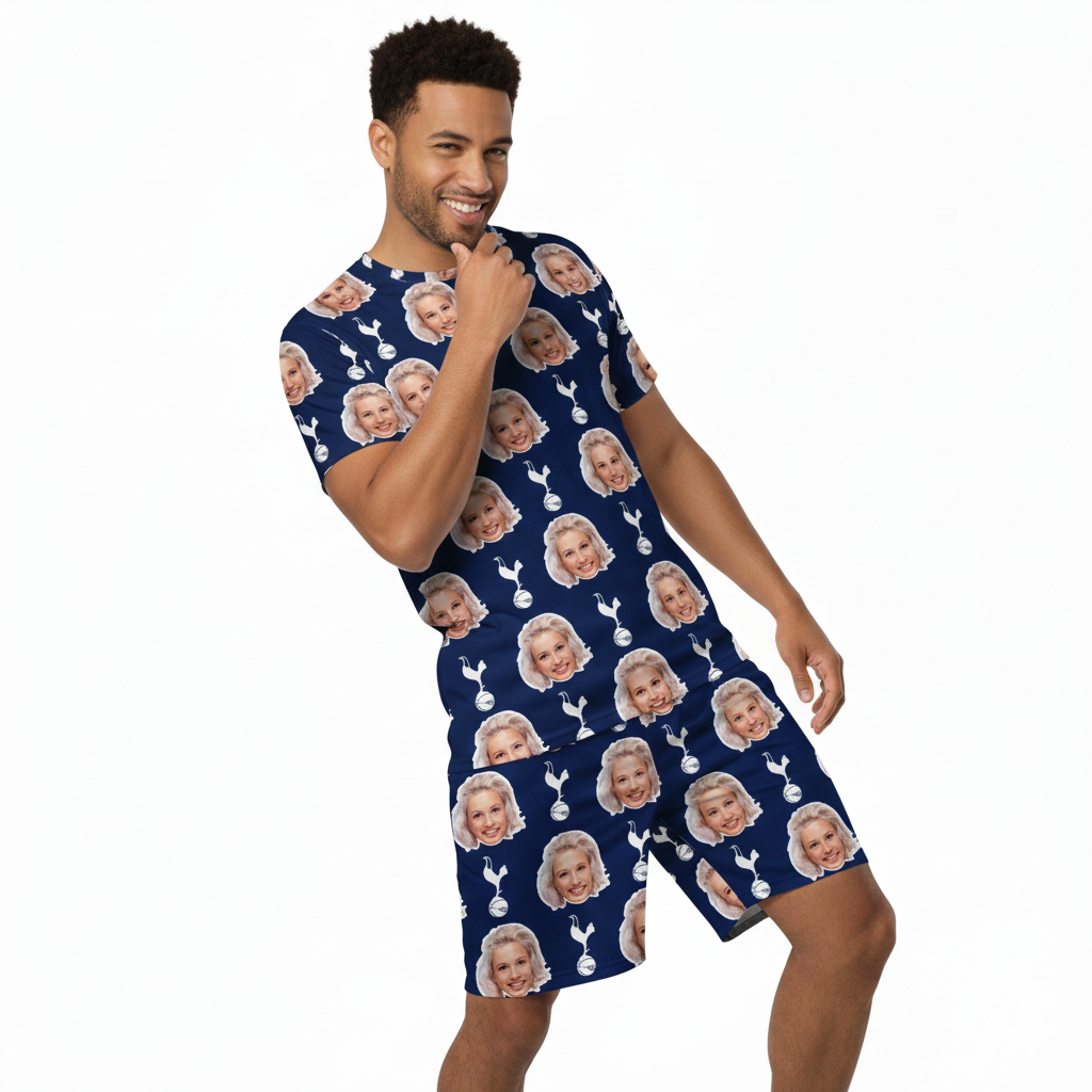 Custom Men's Pajamas - Spurs Navy Men's PJ Shorts Set