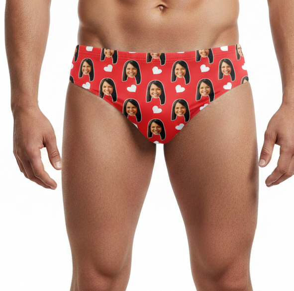 Personalized Swimming Trunks With White Hearts