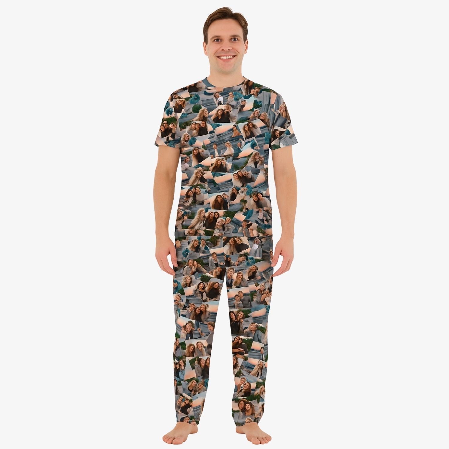 Overlap Photo Collage Men's PJ Pants Set