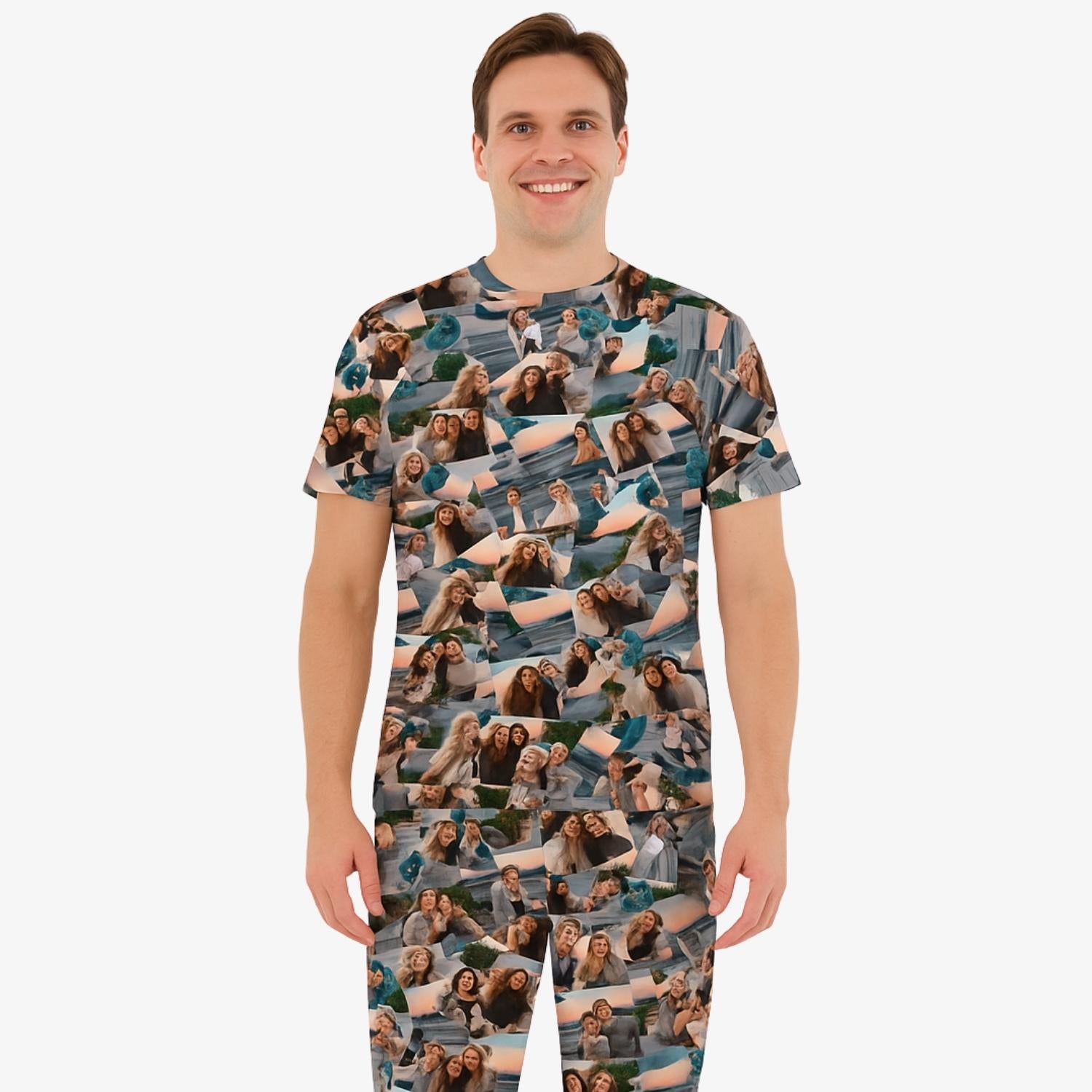 Overlap Photo Collage Men's PJ Pants Set