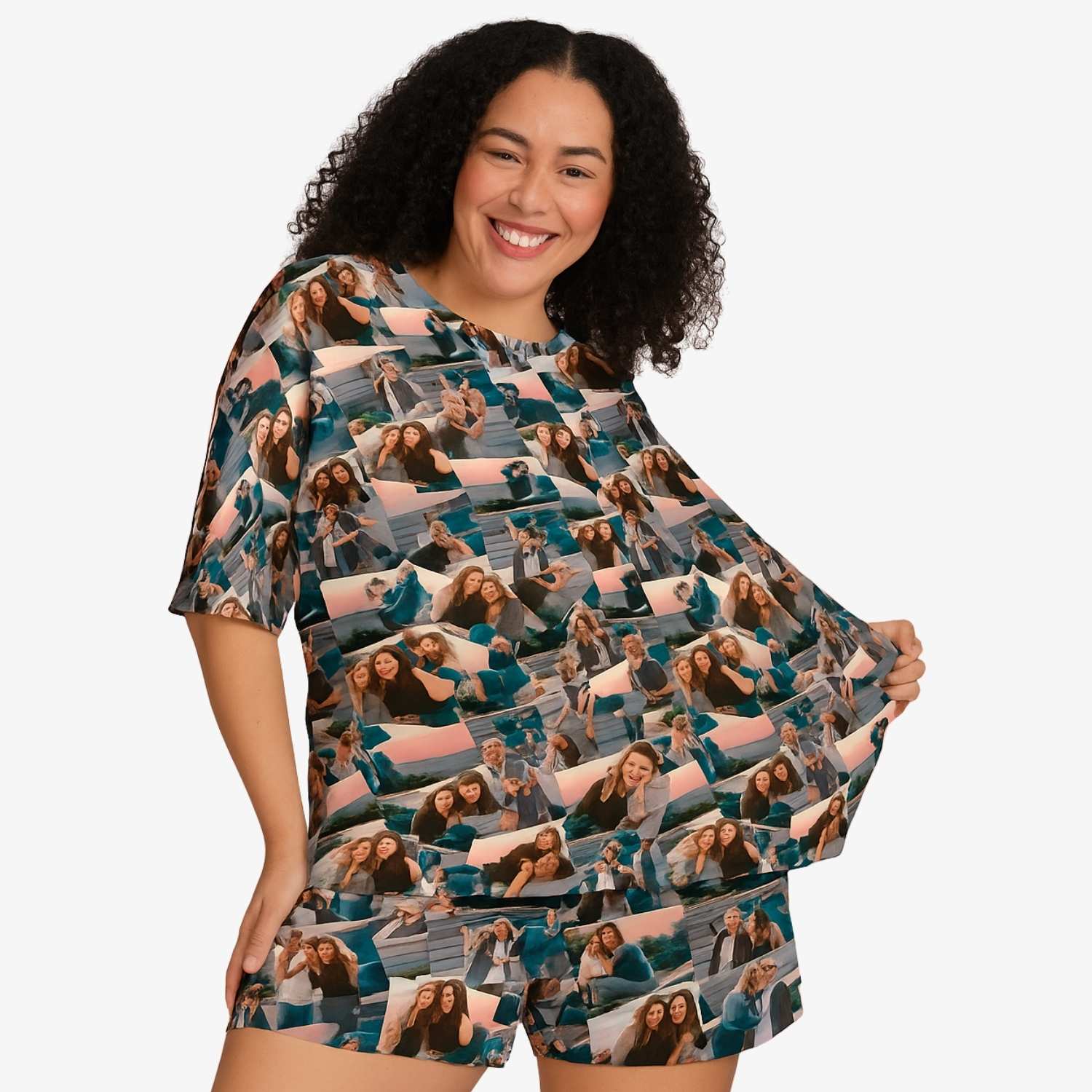 Women's Overlap Photo Collage PJs Personalized Shorts Set